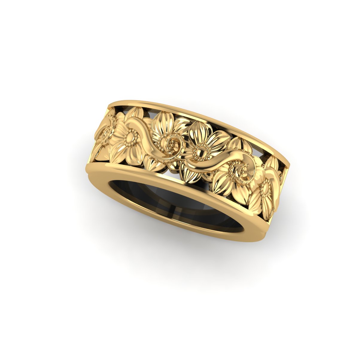 Oura ring Garden Of Life Jacket In Yellow Gold in side view carati jewelry montreal