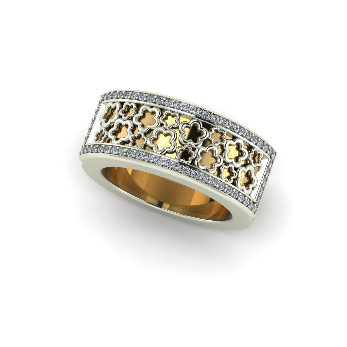 oura ring jacket in 14k white gold Bouquet With Mixed Flowers Jacket With Diamonds On Each Side in sideview carati jewelry montreal