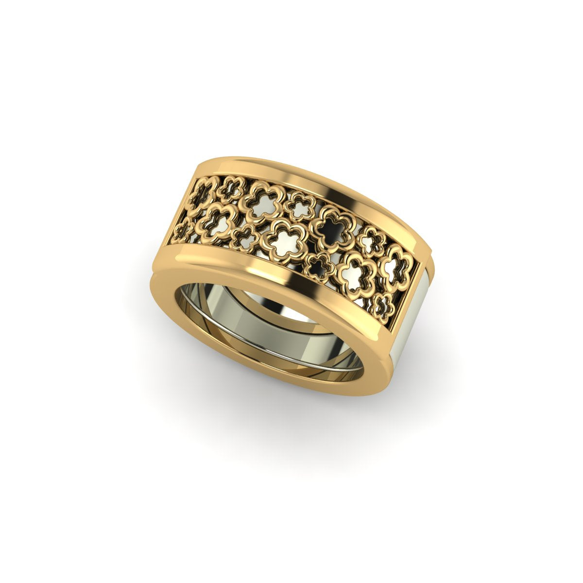 Oura ring jacket in 14k yellow gold Bouquet With Mixed Flowers Jacket in side view carati jewelry montreal