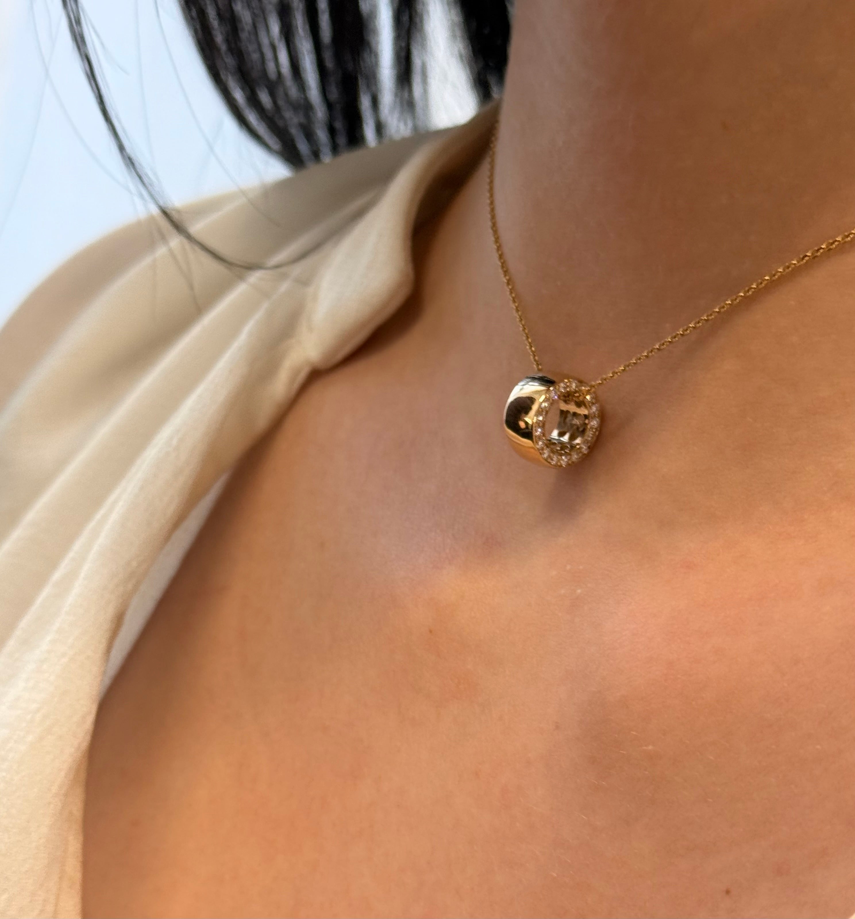 Eclipse Barrel Pendant Pave Set in Diamonds on Two Sides