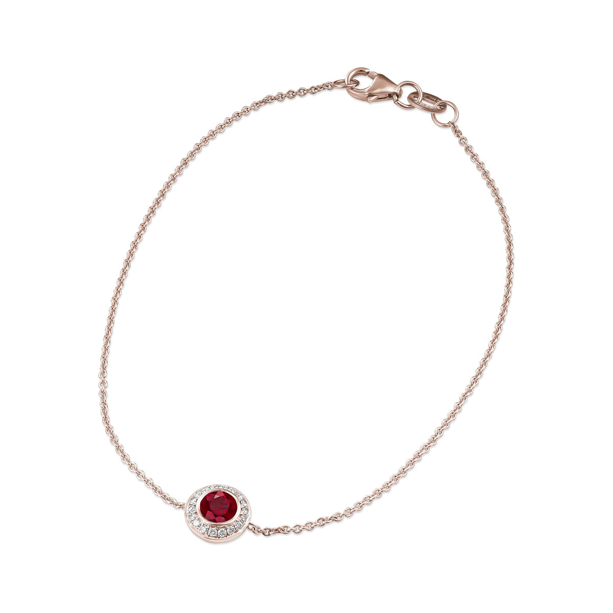 Royal Harmony Bracelet Centered Around Ruby set all around pave in diamonds designed by carati jewelry in montreal canada in 14 k 18 k