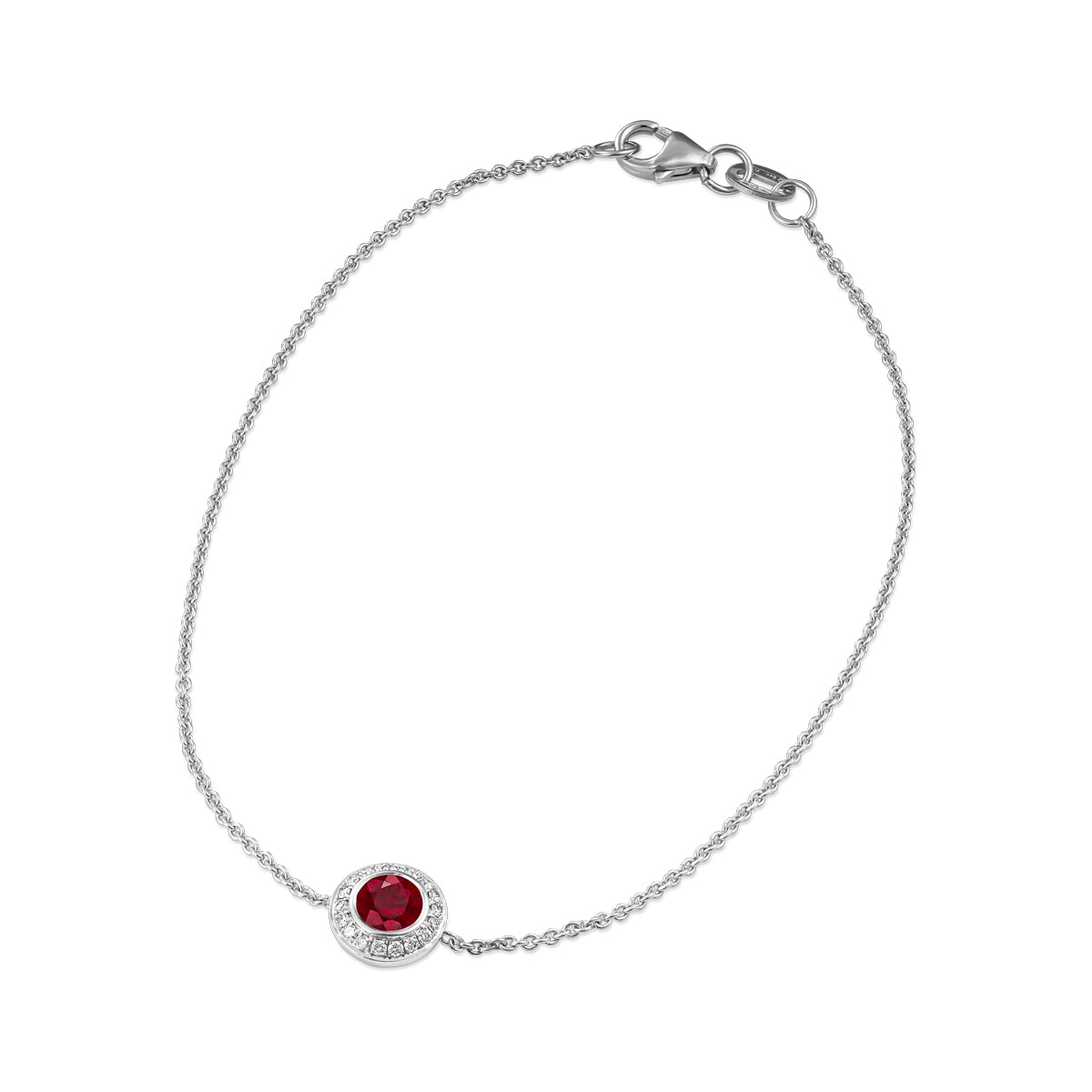 Royal Harmony Bracelet Centered Around Ruby set all around pave in diamonds designed by carati jewelry in montreal canada in 14 k 18 k