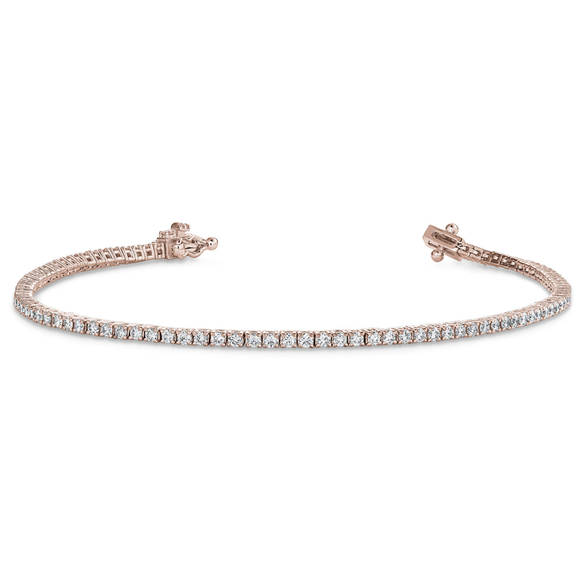 Canadian made 18 k tennis bracelet in rose gold set in 1.75ct natural diamonds Carati Jewelry montreal