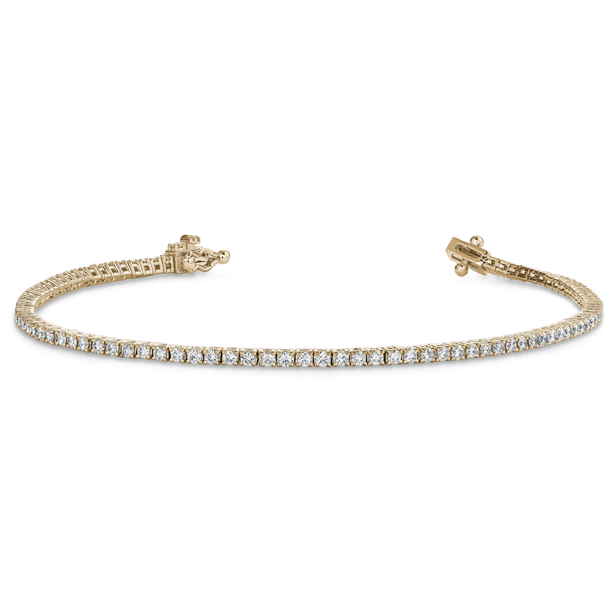 Canadian made 18 k tennis bracelet in yellow gold set in 1.75ct natural diamonds Carati Jewelry montreal