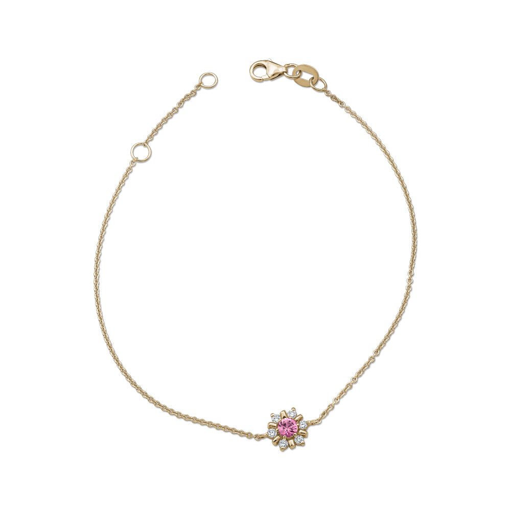 Canadian made in 14k yellow gold Flocon Bracelet With Centered Pink Sapphire carati jewelry montreal
