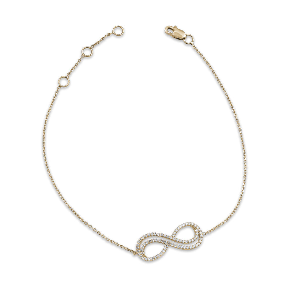 18k yellow gold Infinity Bracelet Set In Micro Diamonds Carati jewelry montreal