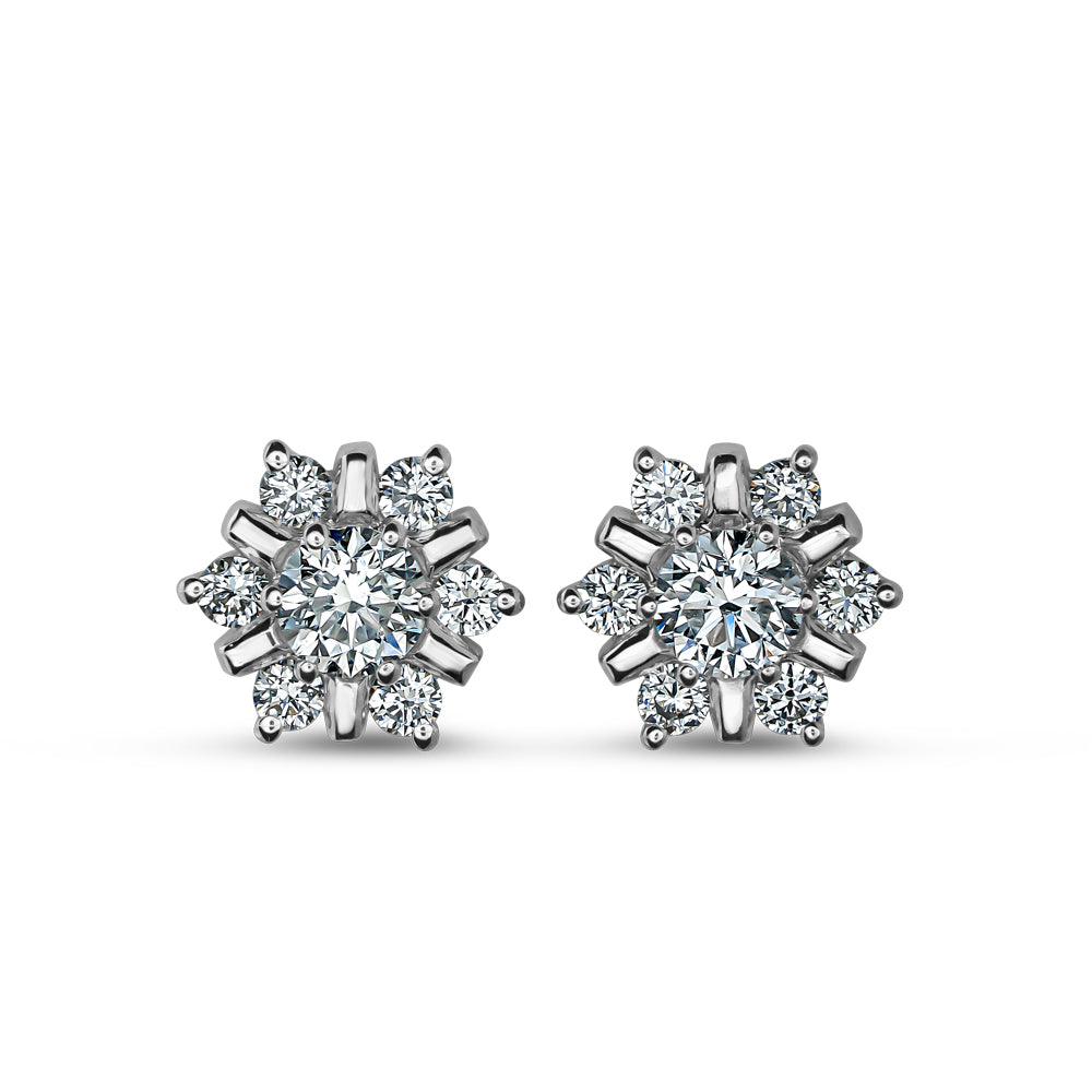 18 K WHITE GOLD snowflake design set in diamonds carati jewelry montreal
