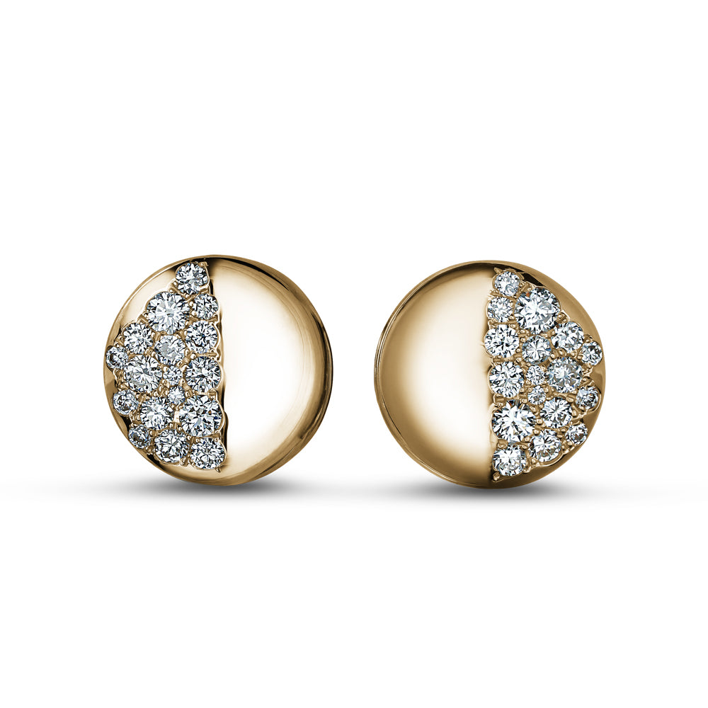 18 k yellow gold half moon pave earring Carati jewelry montreal