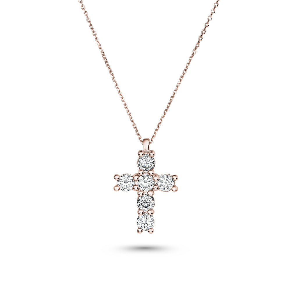 cross in 14 k rose gold set with 6 round diamonds carati jewelry montreal
