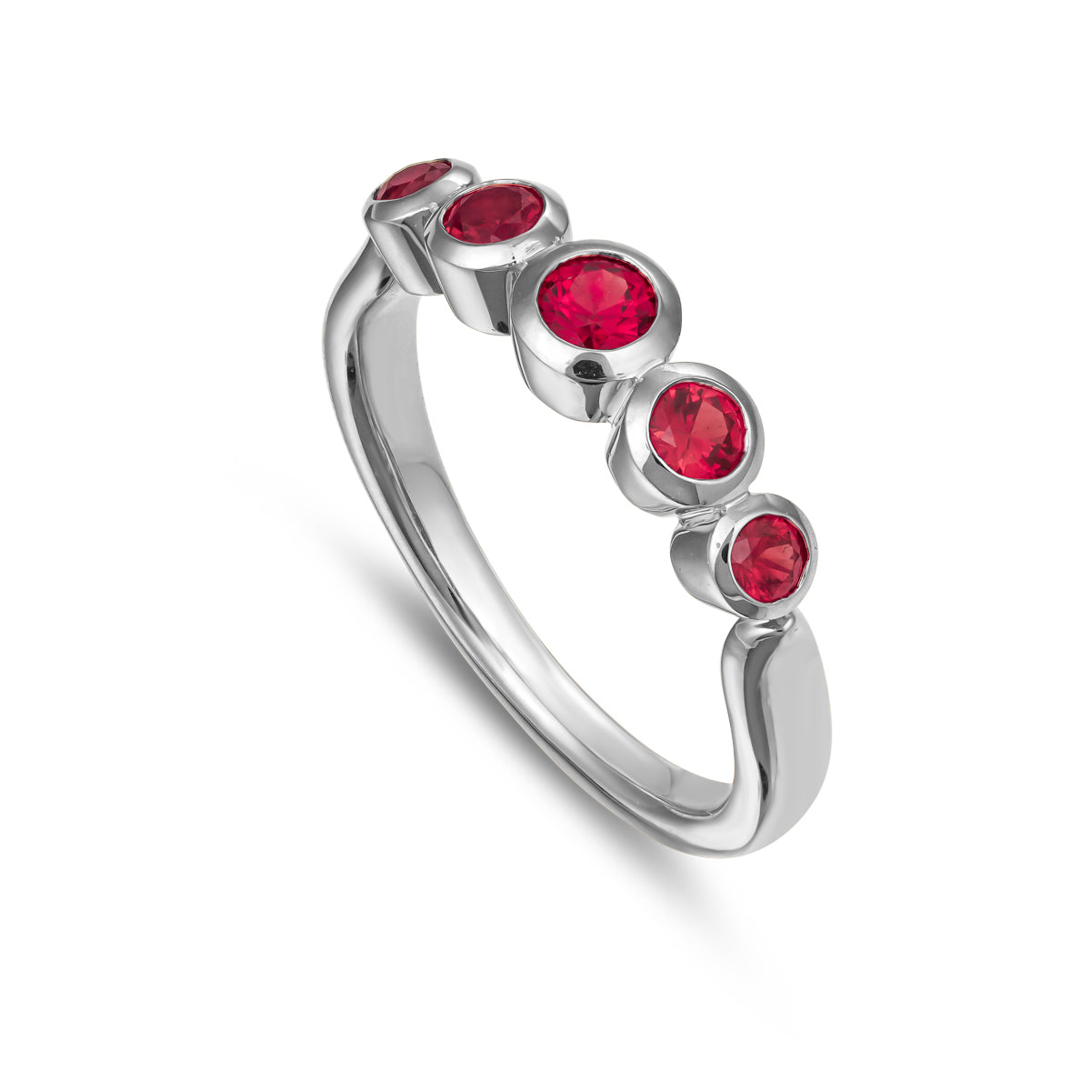Aria ring with 5 bezels set in rubys designed by carati jewelry montreal canada 18k 14 k