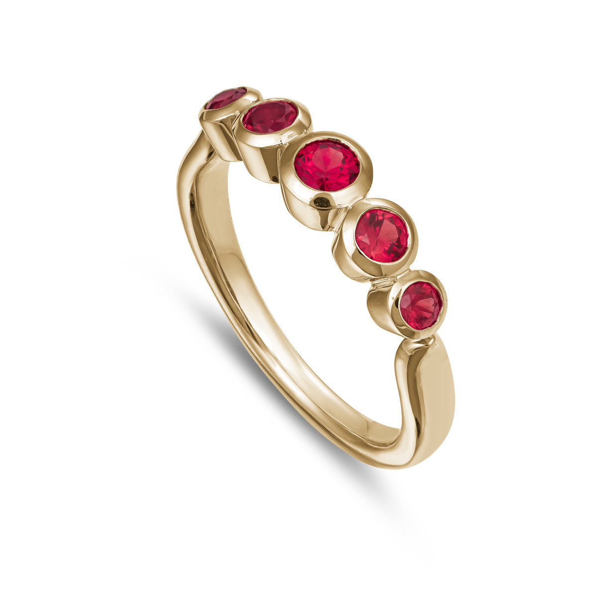 Aria ring with 5 bezels set in rubys designed by carati jewelry montreal canada 18k 14 k