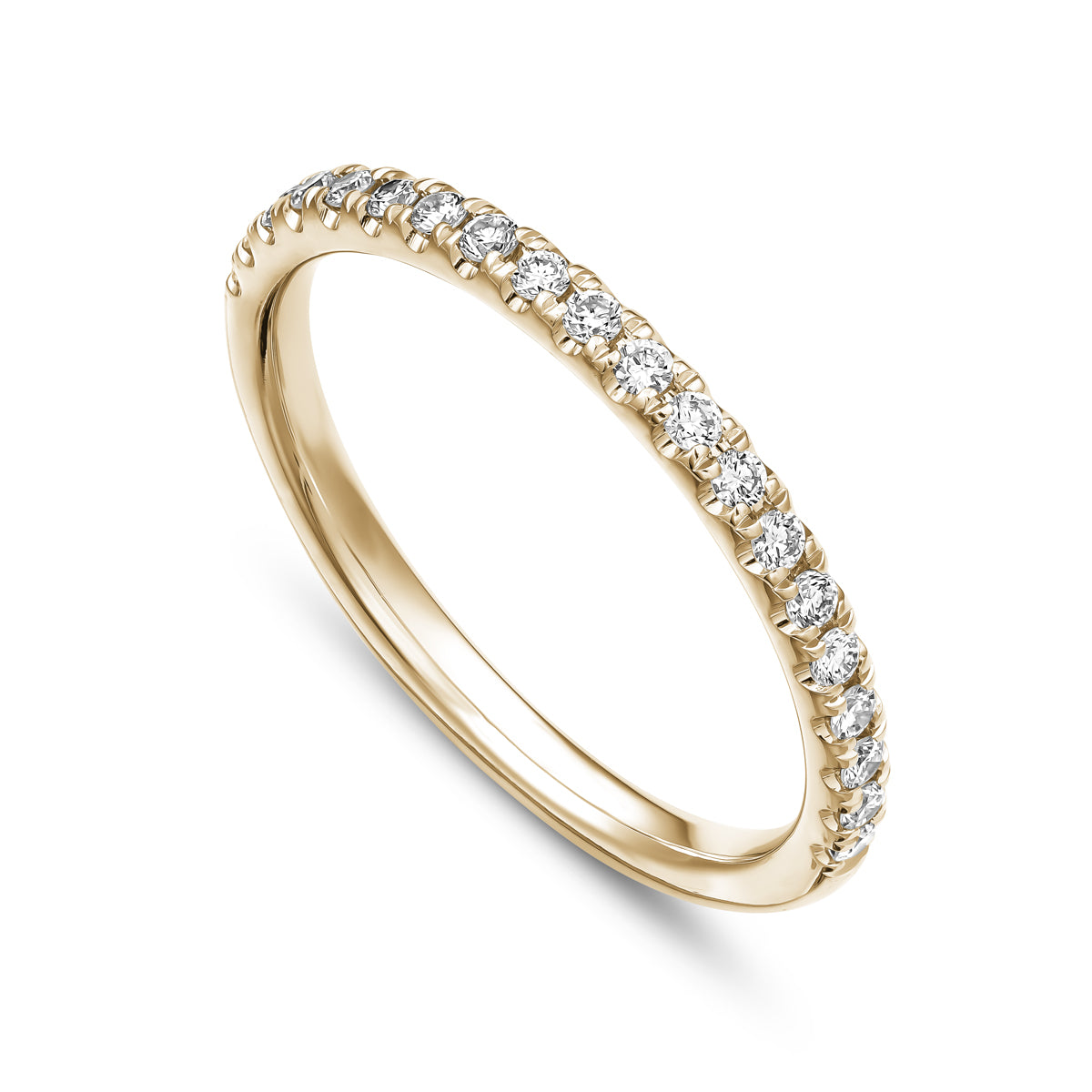 matching band for the Destino round engagement ring, featuring small embedded stones designed by carati jewelry in montreal canada in 14 k 18 k