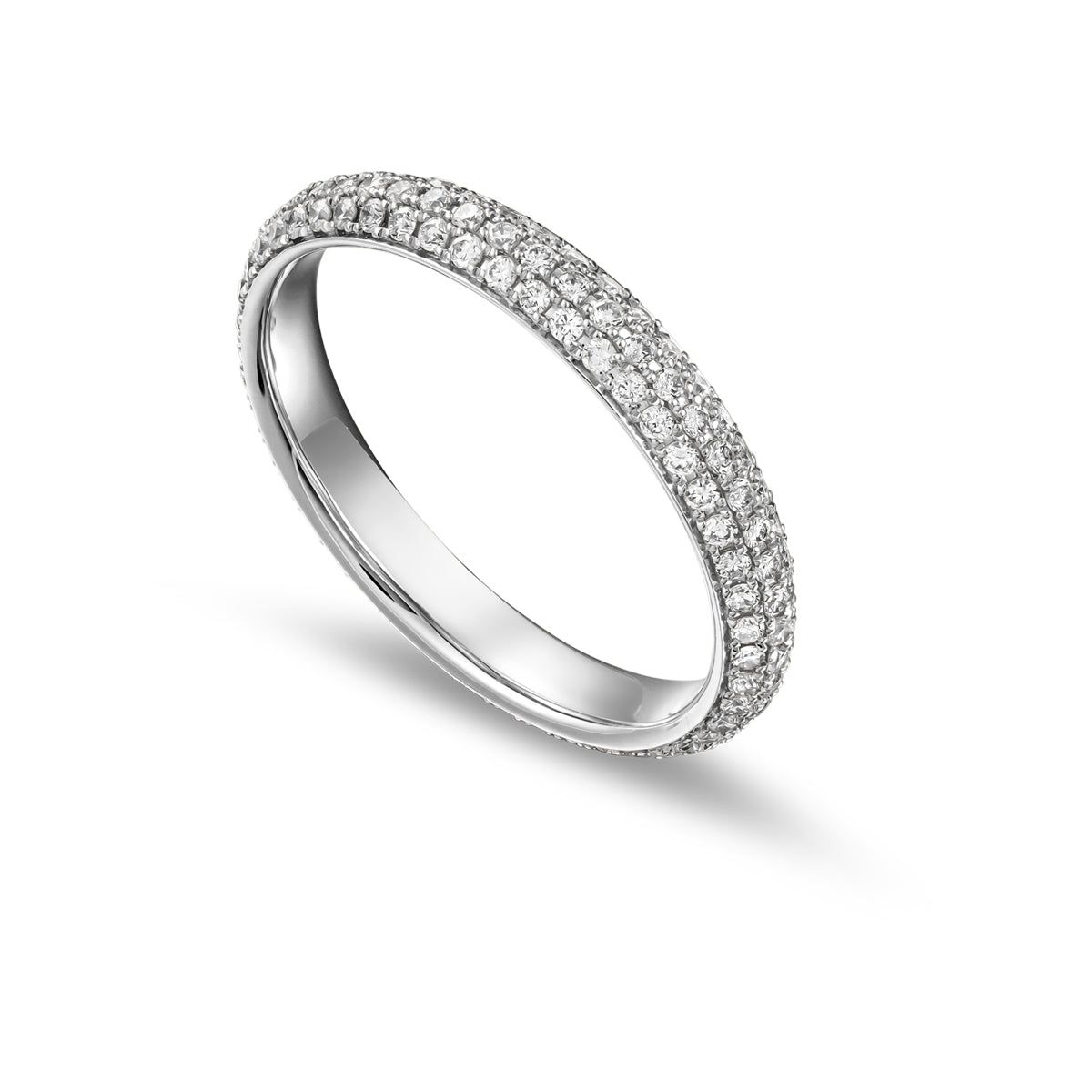 Full eternity set in micro pave setting diamonds iconic design by carati jewelry in montreal canada in 18k 14k