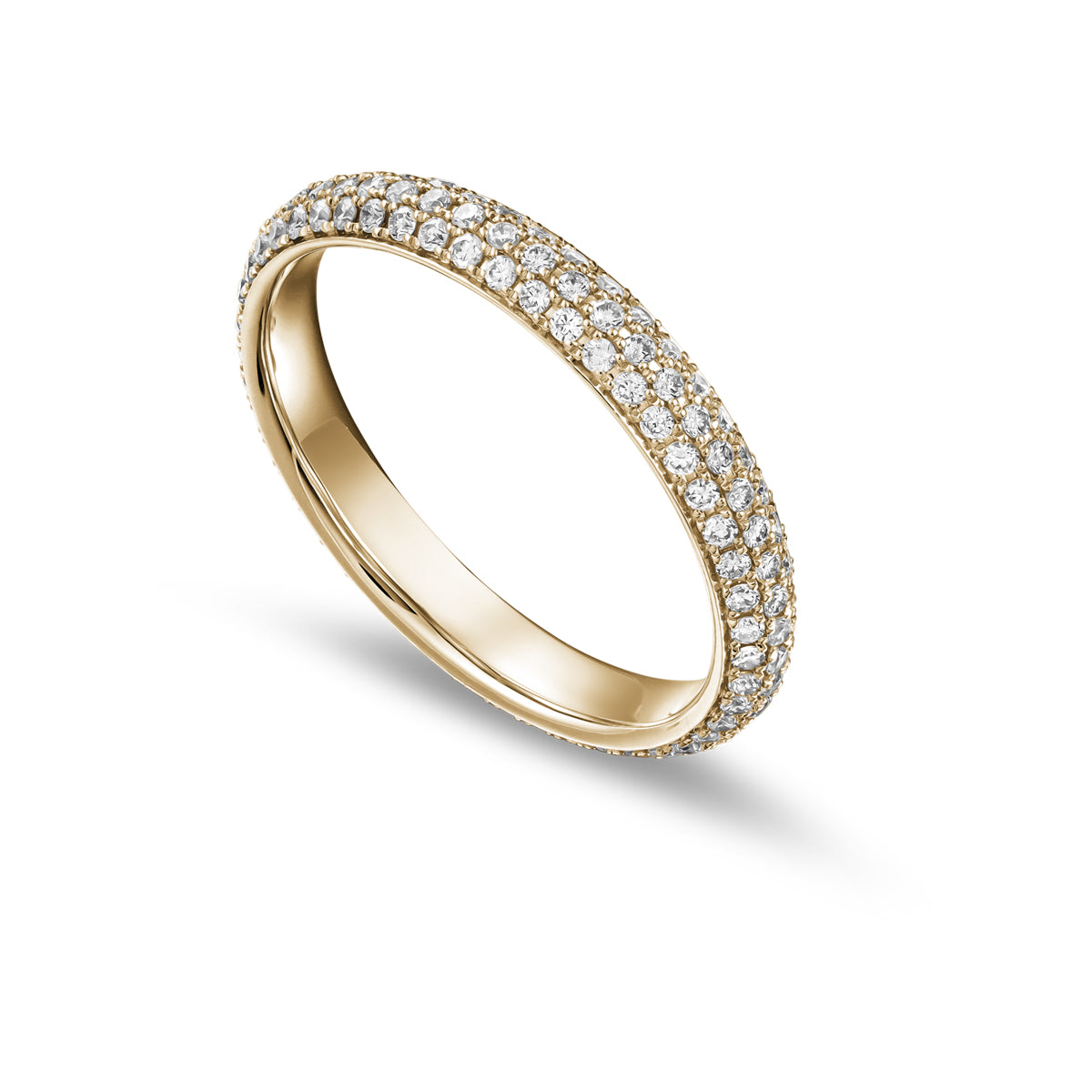 Full eternity set in micro pave setting diamonds iconic design by carati jewelry in montreal canada in 18k 14k