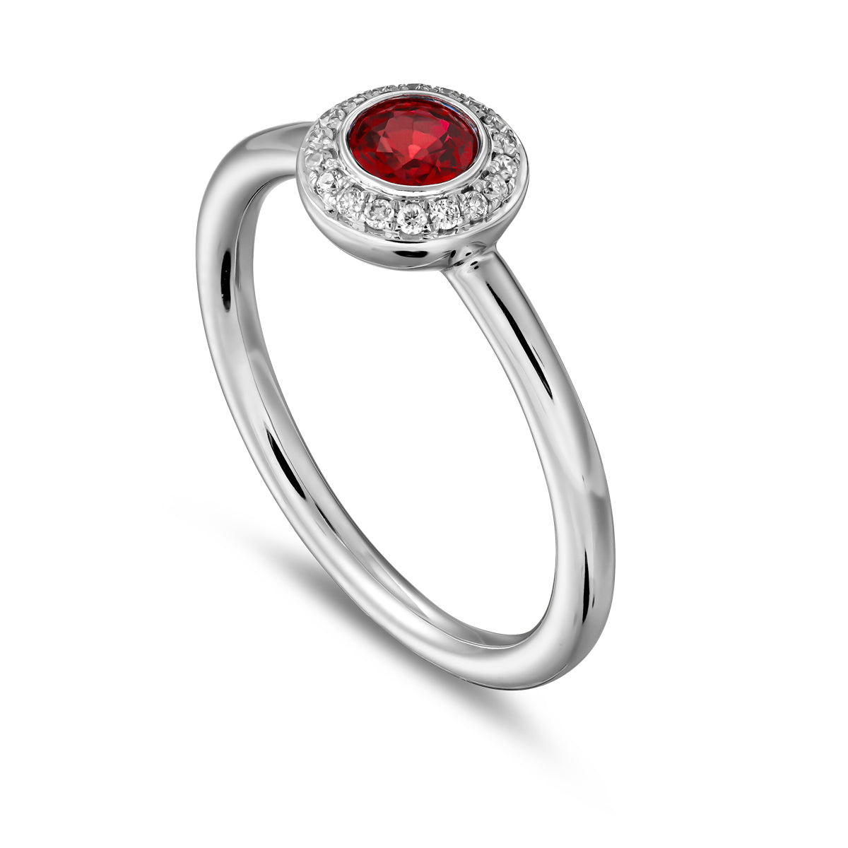 Royal Harmony Ring Centered Around orange Sapphire set pave diamonds all around designed by carati jewelry in montreal canada 14 k 18 k
