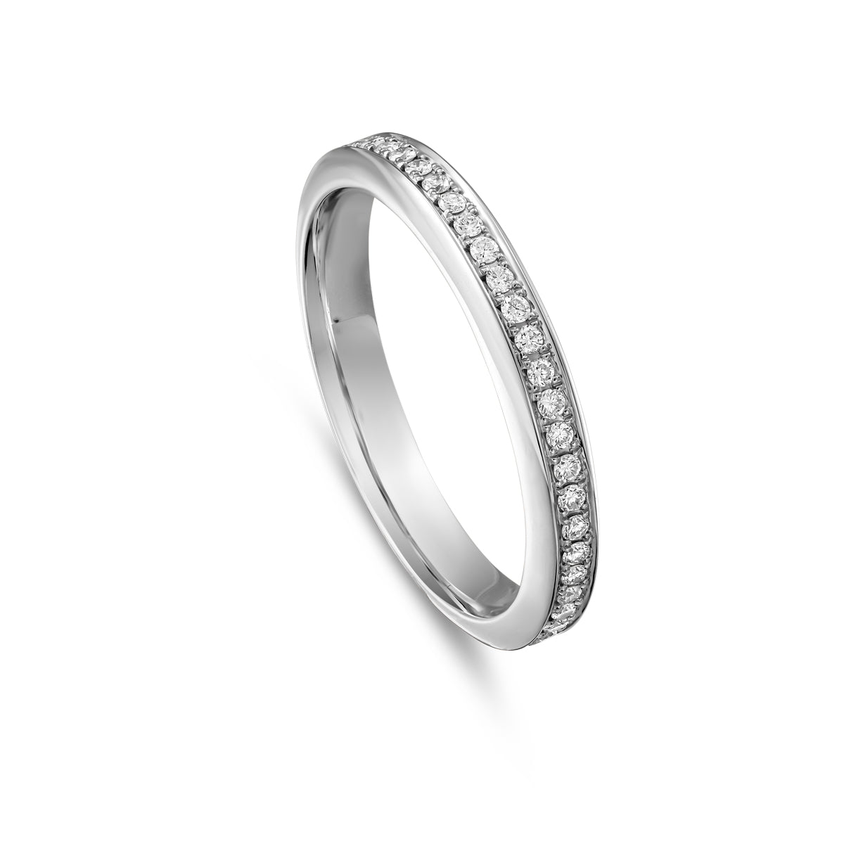 One Love Wedding Band set in pave diamonds in full is designed by carati jewelry in Montreal Canada in 18k 14k