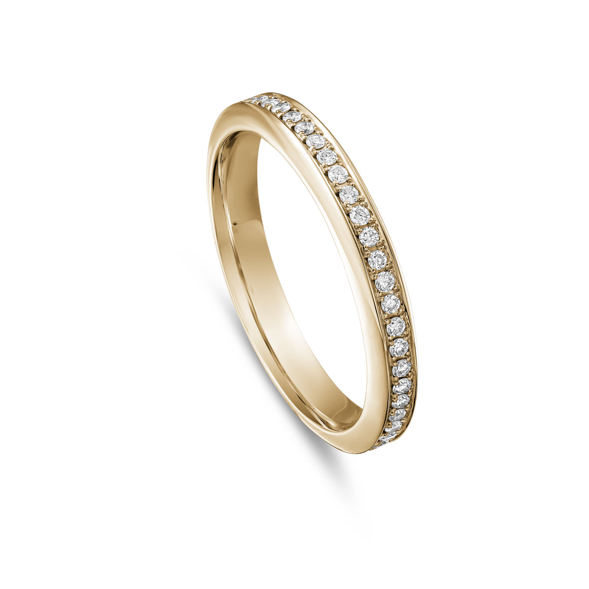 One Love Wedding Band set in pave diamonds in full is designed by carati jewelry in Montreal Canada in 18k 14k