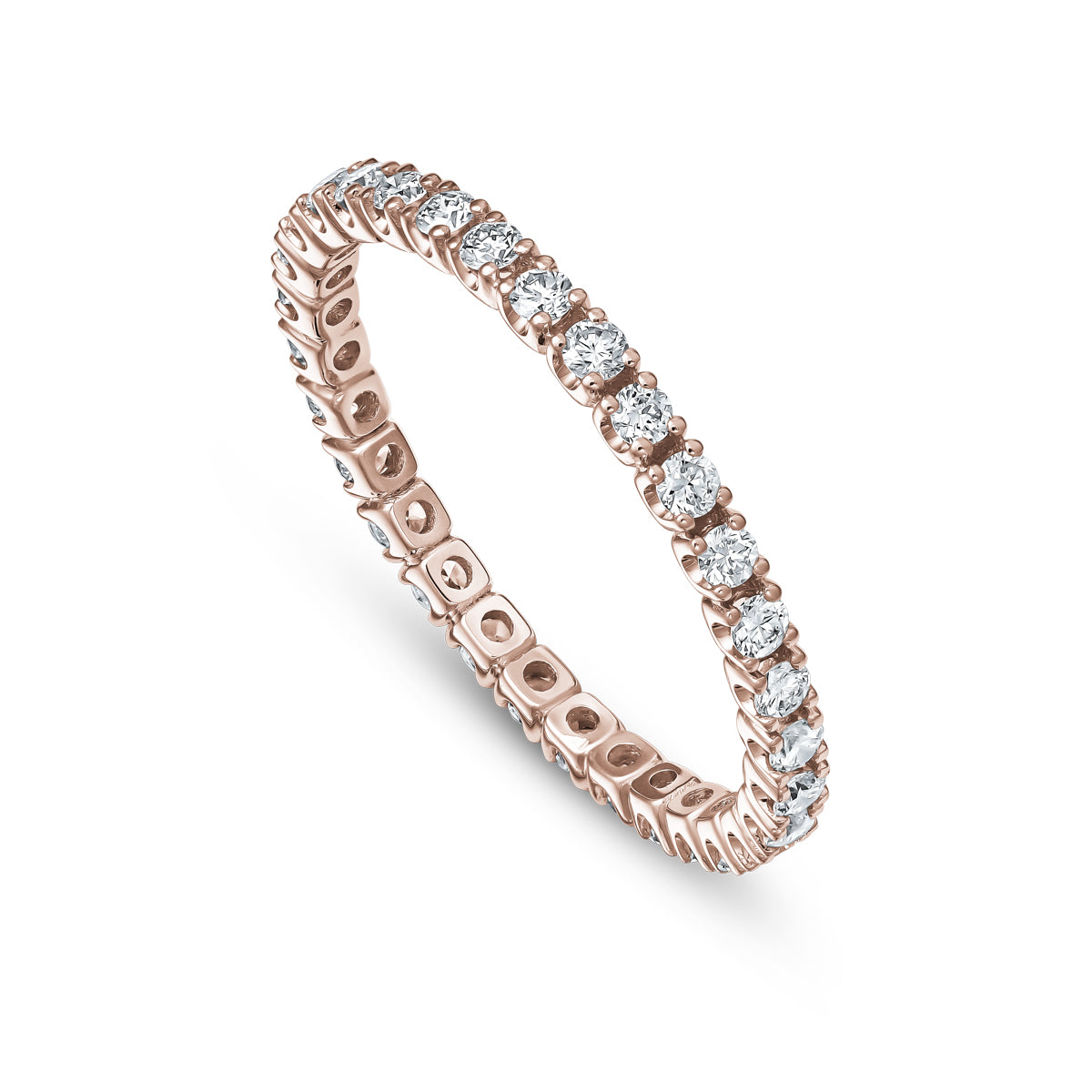 A gold engagement ring with a petite chaton design, featuring multiple round diamonds white gold yellow gold pink gold 14 k 18 k