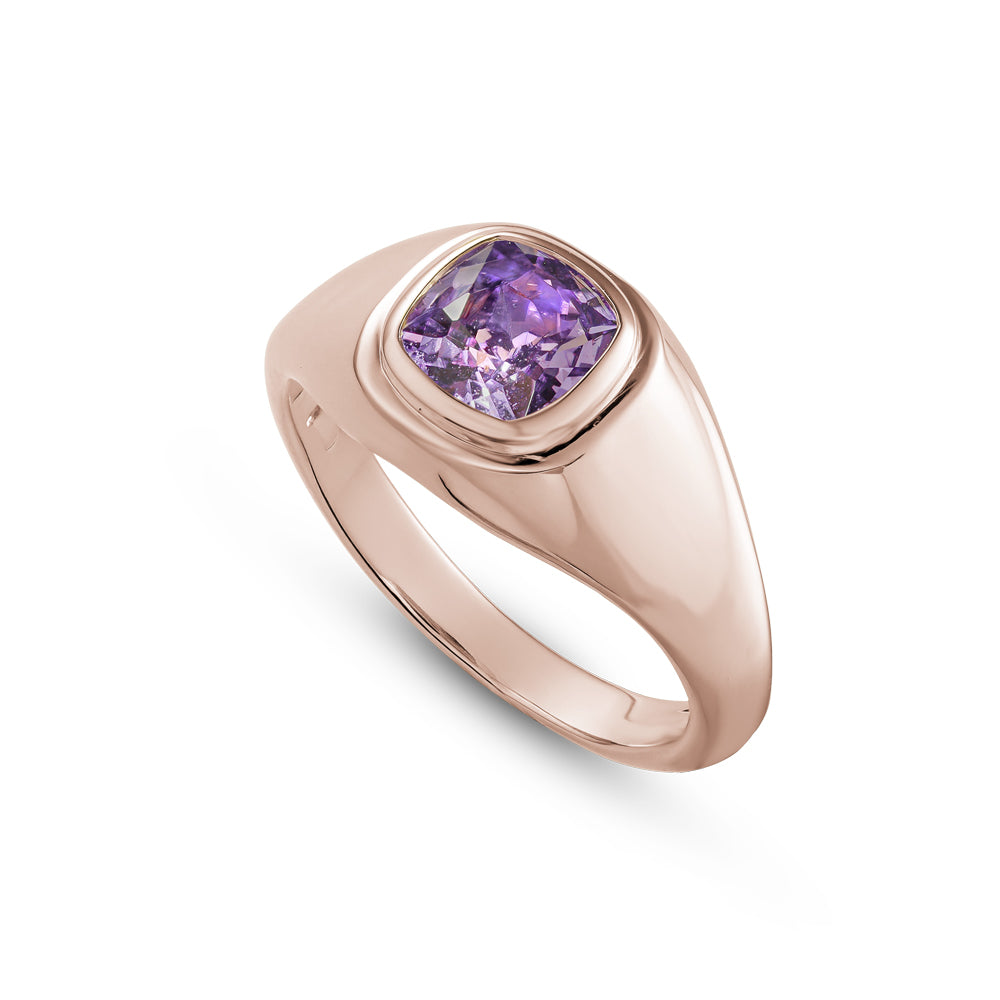 14k and 18k pink gold pinky ring set with purple sapphire carati jewelry montreal