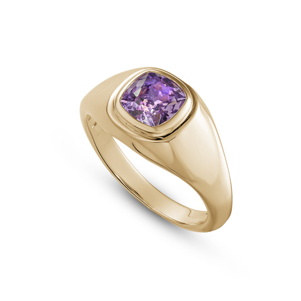 14k and 18k pink gold pinky ring set with purple sapphire carati jewelry montreal