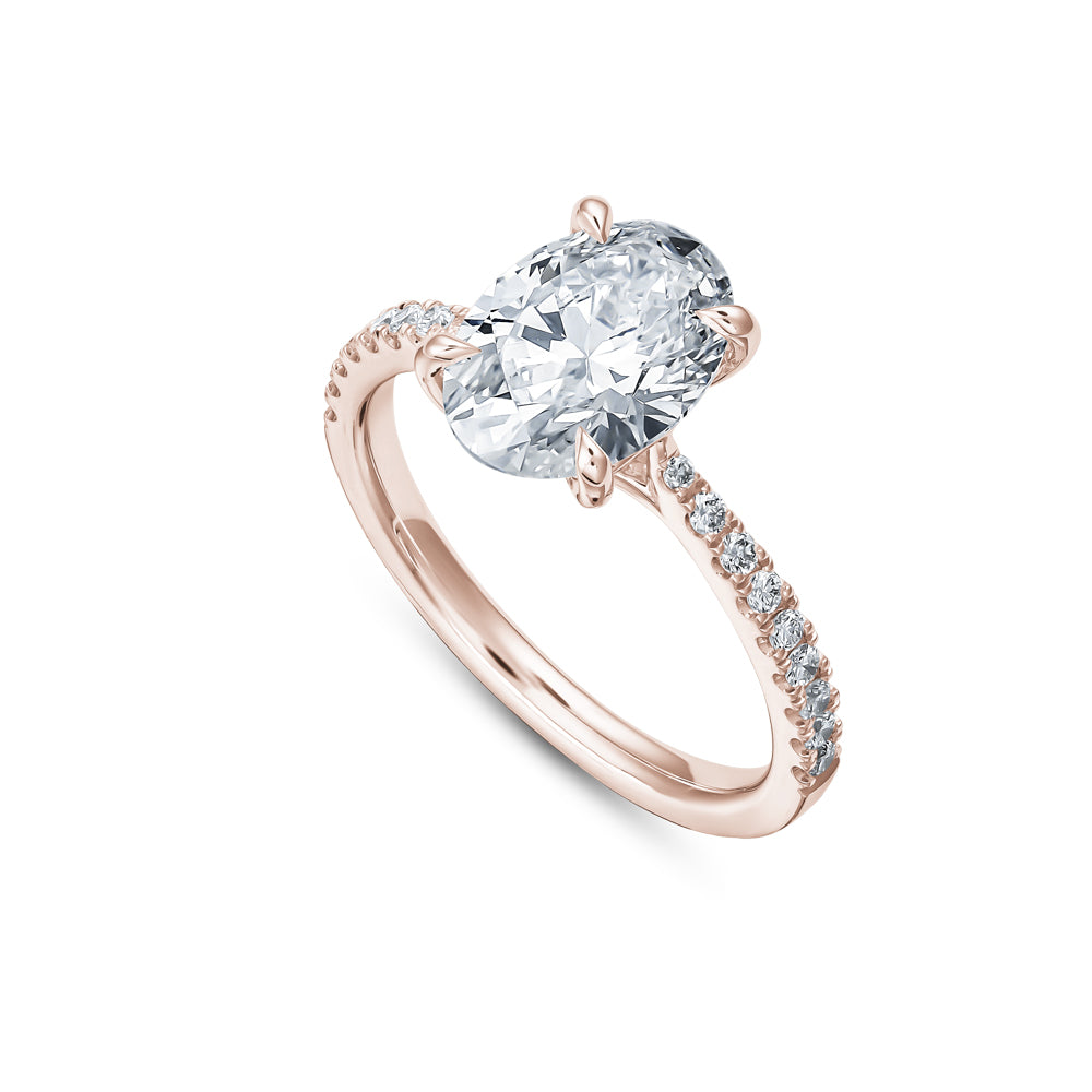 14 k rose gold oval 2 ct trellis design engagement ring carati jewelry montreal