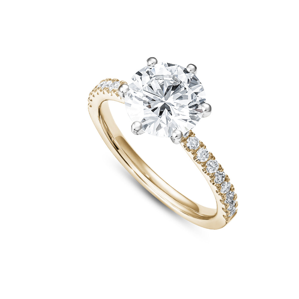 14 k yellow gold round Engagement Ring With Diamonds on Halo And Shank carati jewelry montreal