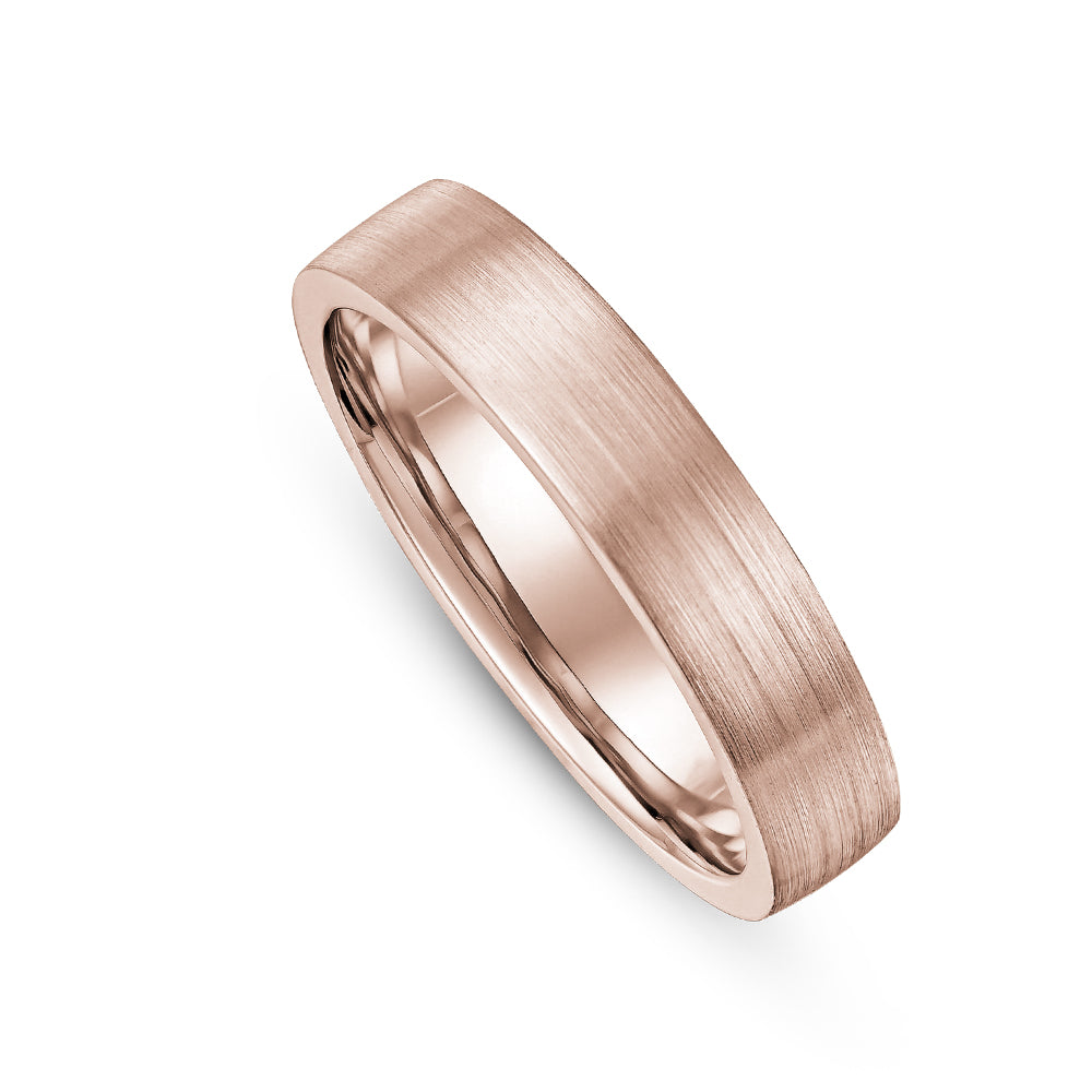 Canadian made 14k rose gold Thick Flat Brushed Wedding Ring Carati jewelry montreal