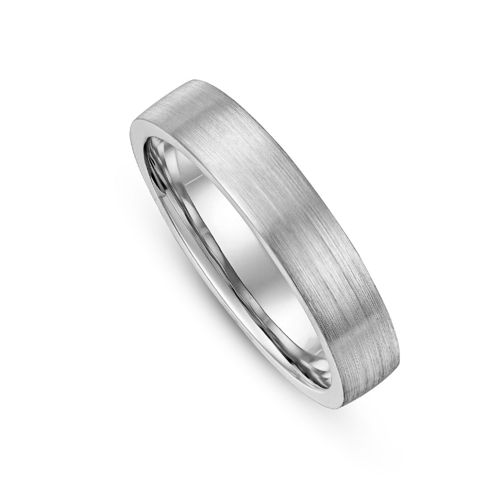 Canadian made 14k white gold Thick Flat Brushed Wedding Ring Carati jewelry montreal