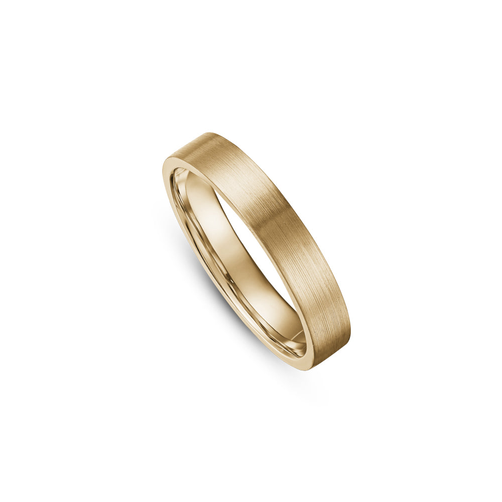 Canadian made 14 k yellow gold flat brushed wedding ring carati jewelry montreal