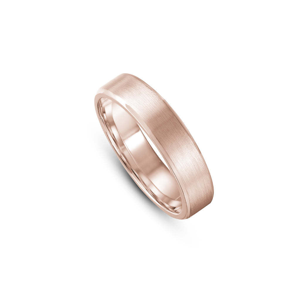 Canadian made 14 k rose gold Brushed Beveled Wedding Ring carati jewelry