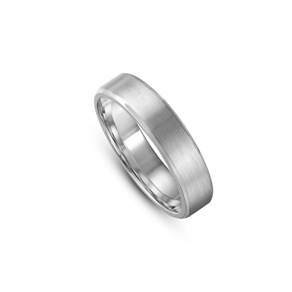Canadian made 14 k white gold Brushed Beveled Wedding Ring carati jewelry