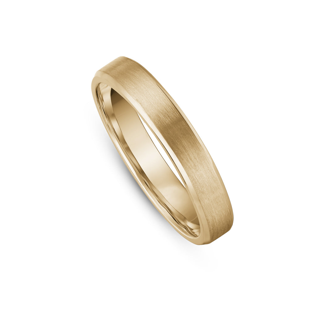 Canadian made 14k yellow gold Thin Brushed Beveled Wedding Ring Carati Jewelry montreal