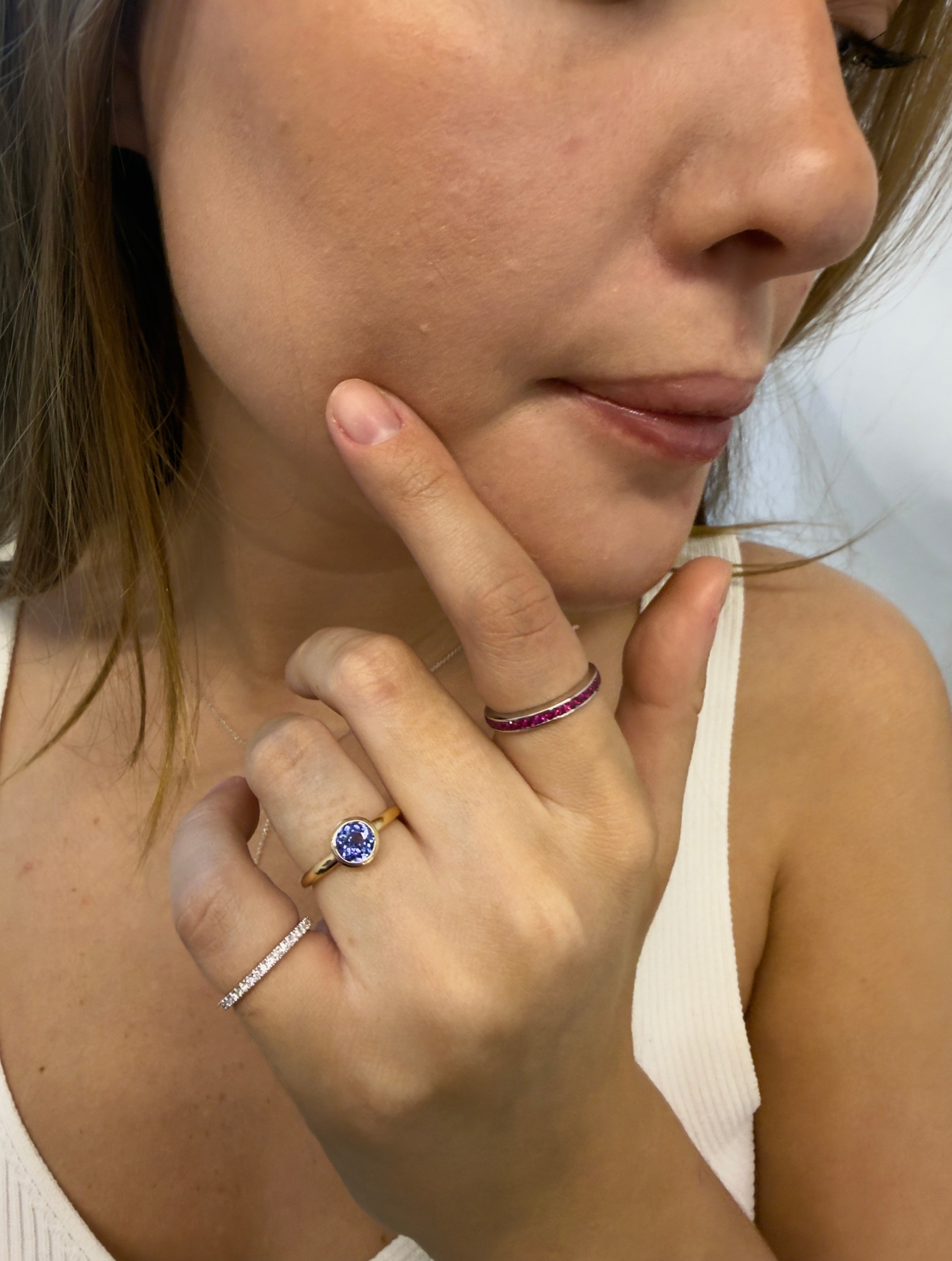 Round Tanzanite Bezel Set Ring