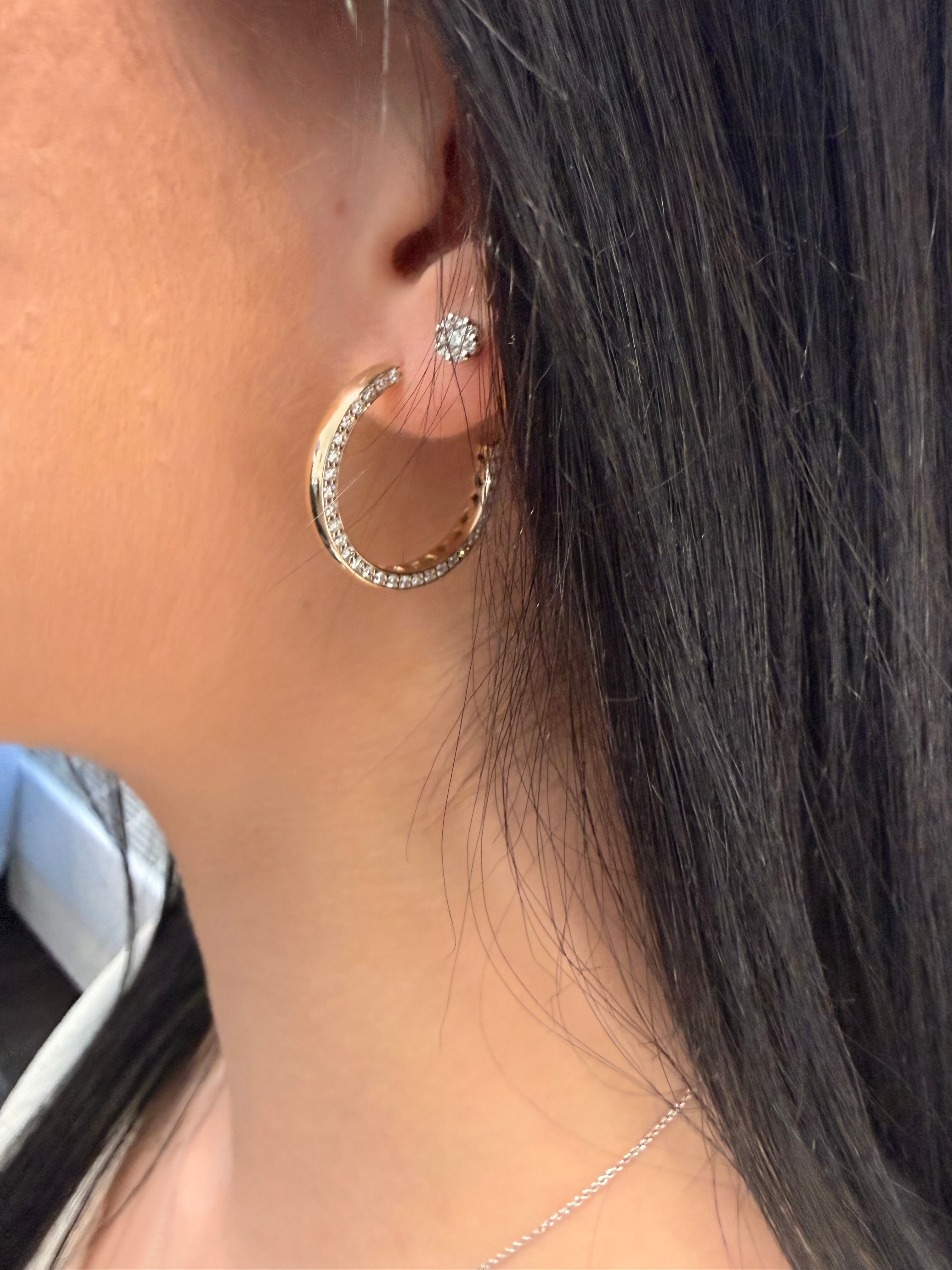 Eclipse Big Earring Pave Set Full Diamonds on One Side