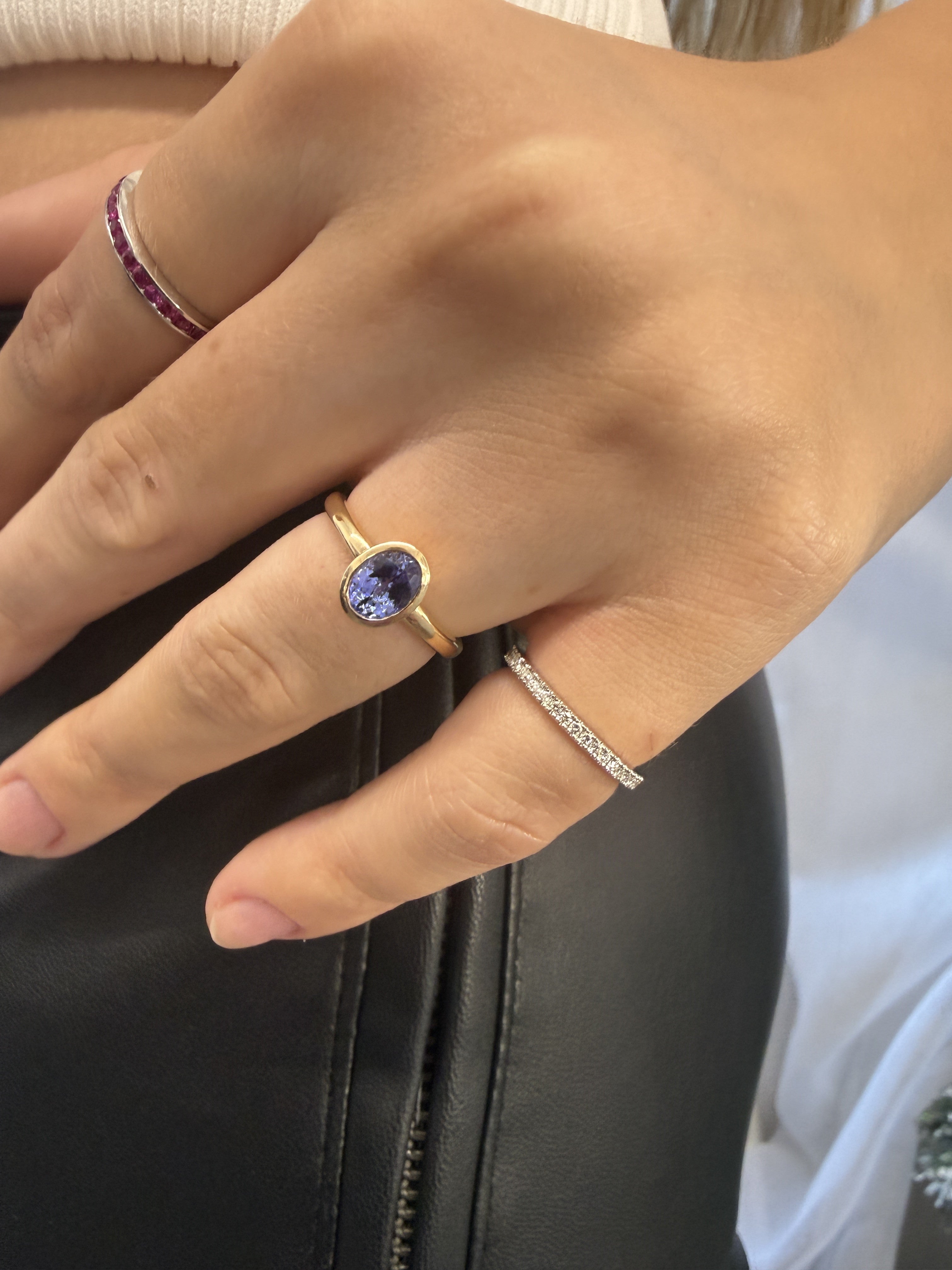 Oval Tanzanite Bezel Set Ring