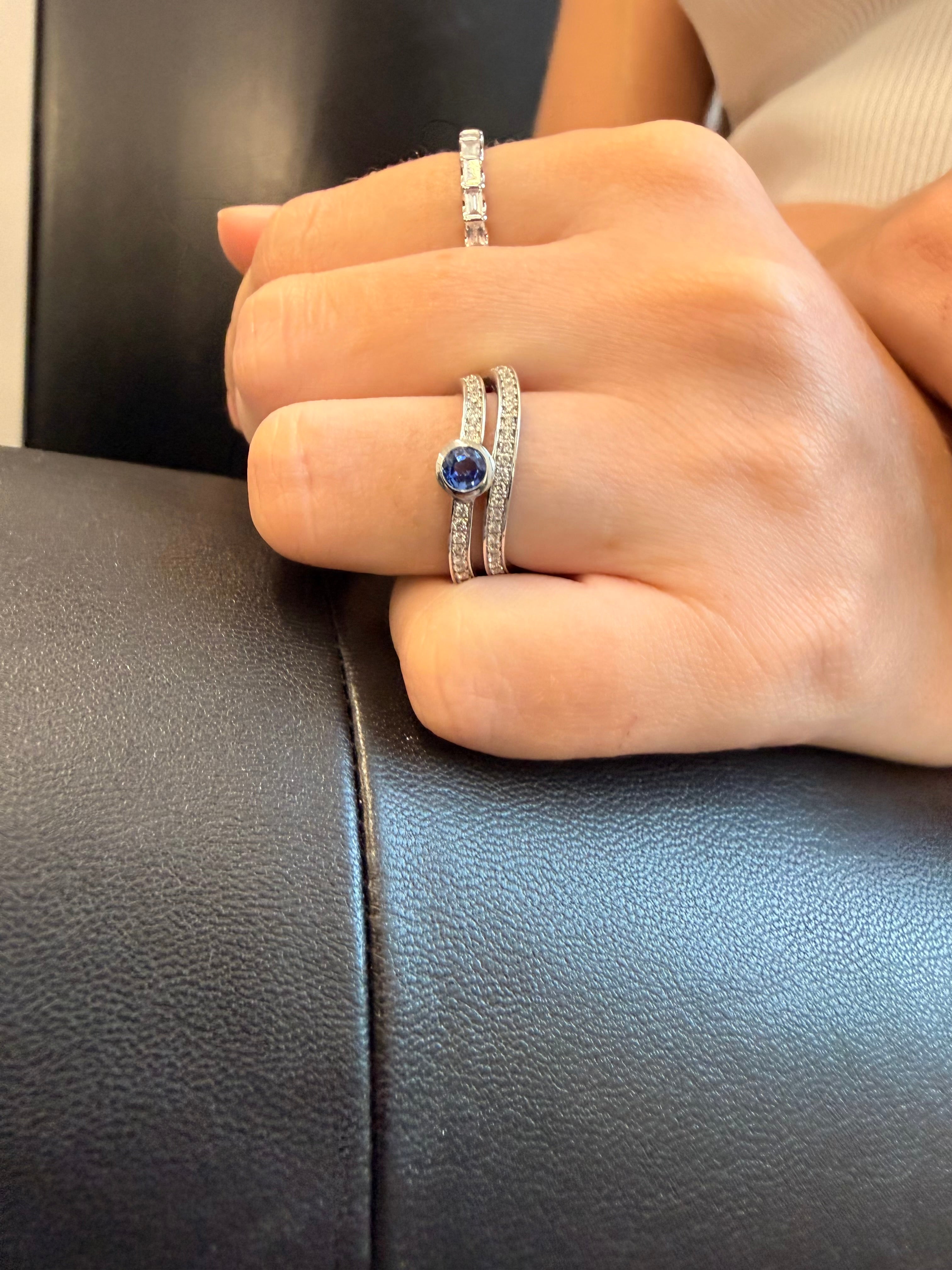 Double Wavy Ring with Camelot Blue Sapphire