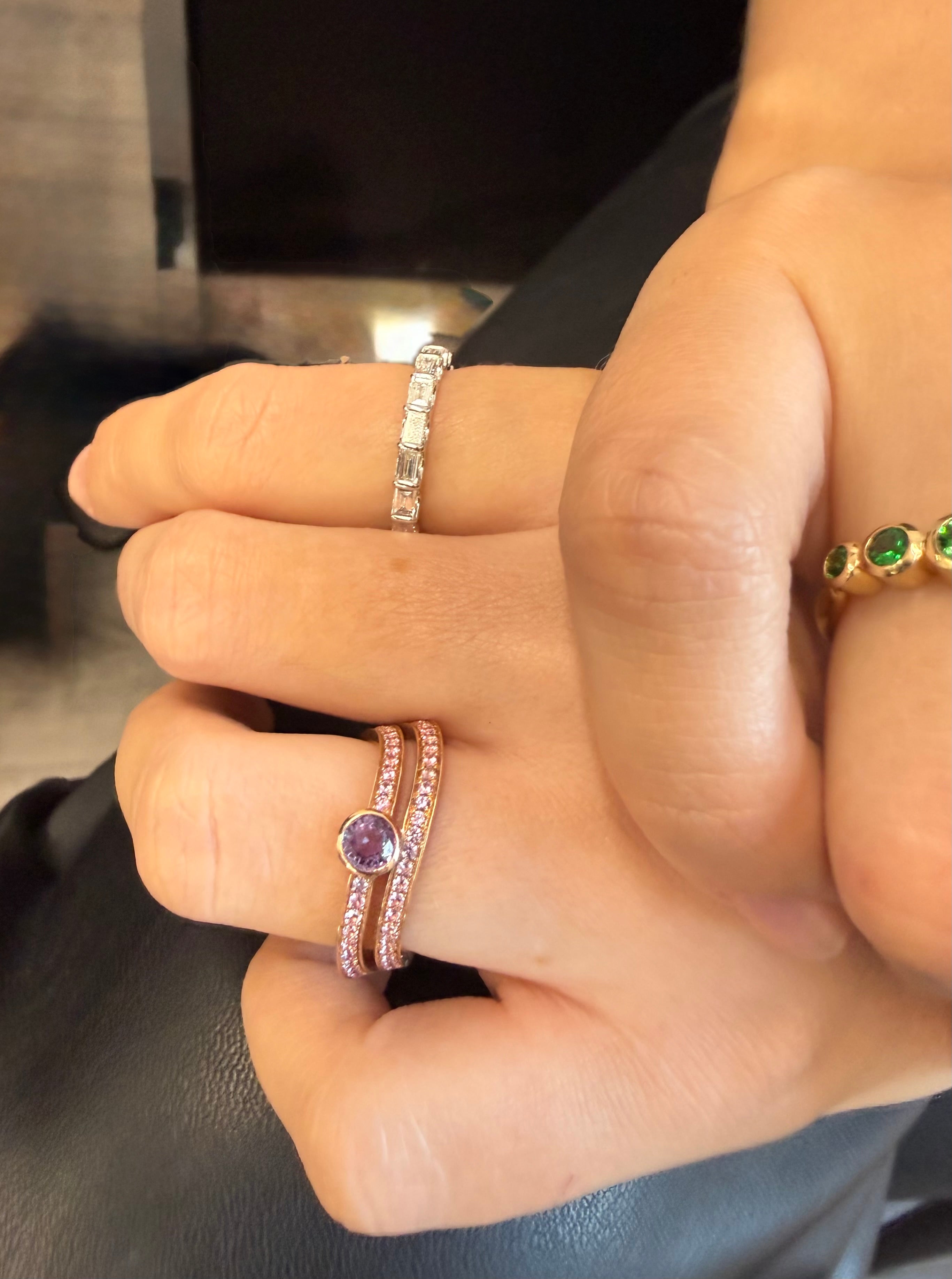 Double Wavy Ring with Purple Sapphire