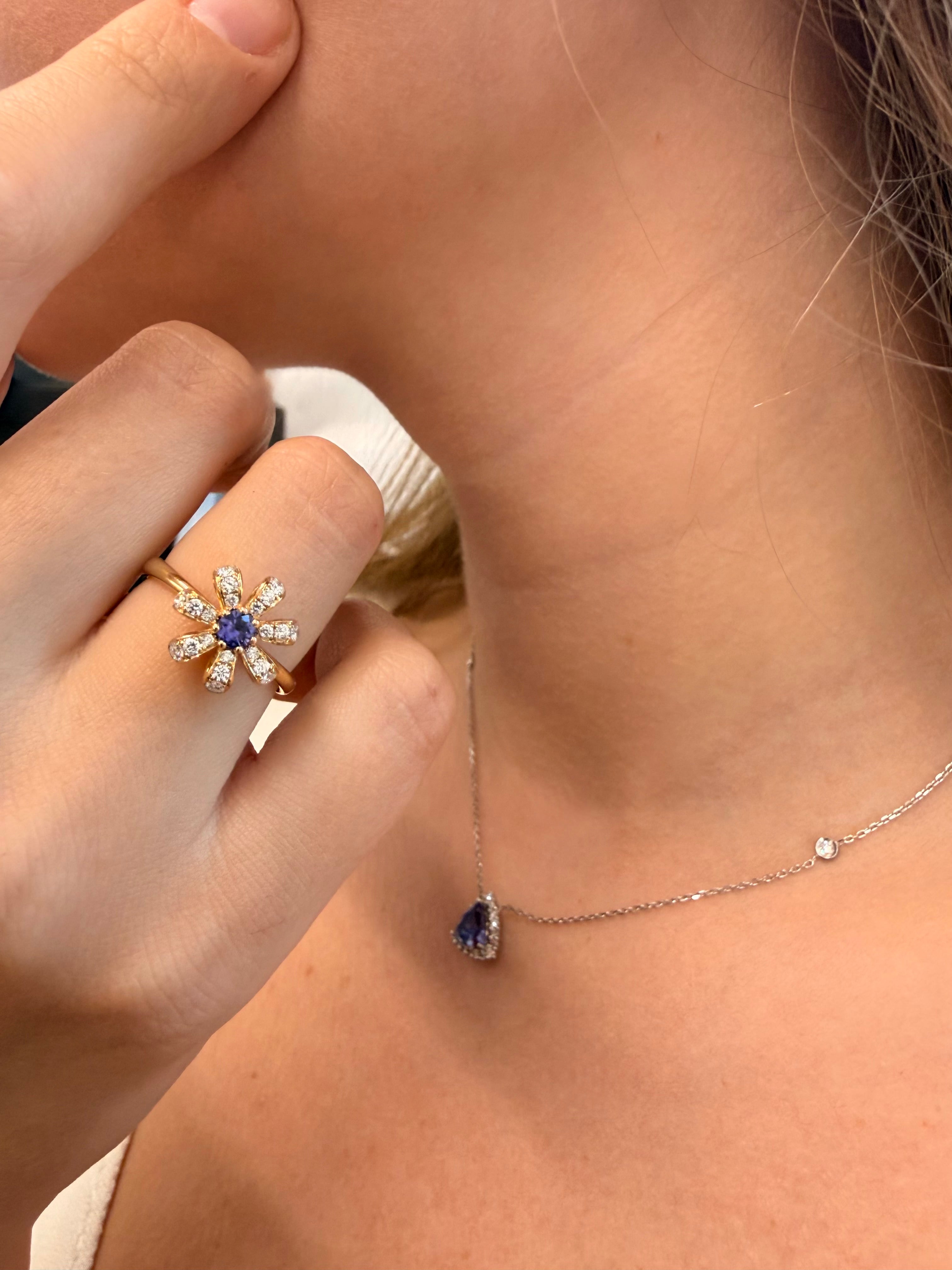 Fiora Ring set in Diamonds and a Sparkling Purple Sapphire