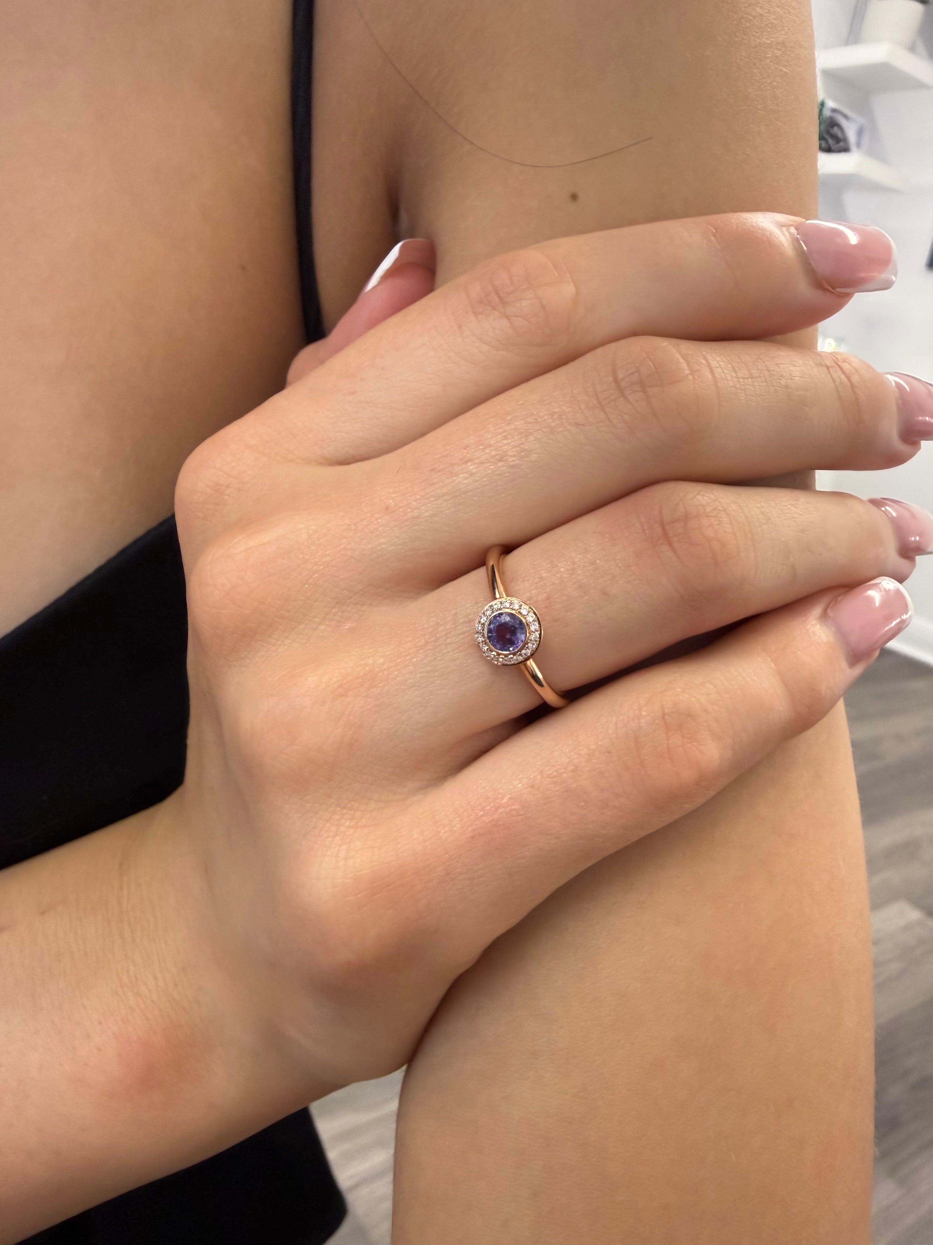 Royal Harmony Ring Centered Around Purple Sapphire