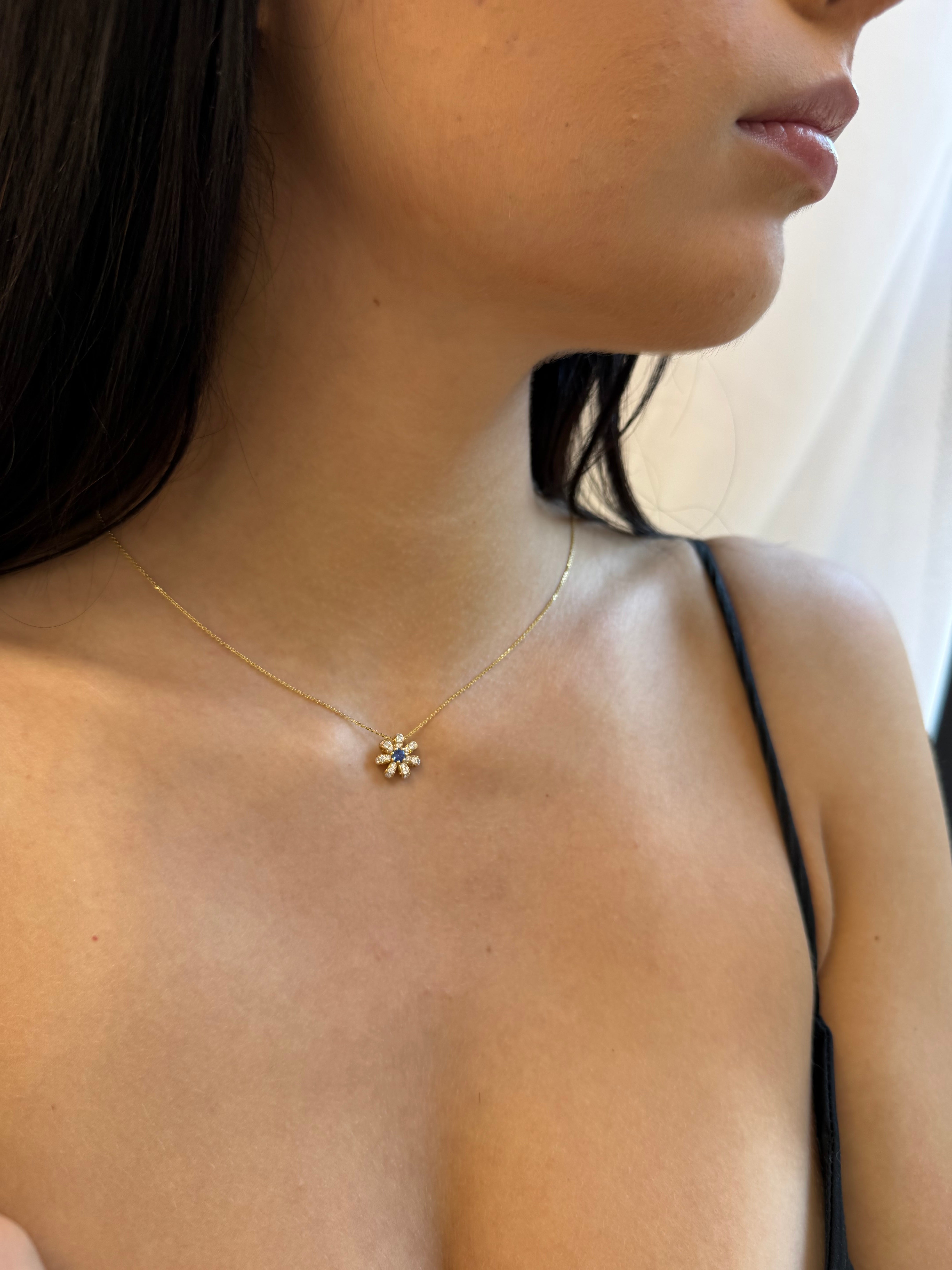 Fiora Mini Pendant set in Diamonds and Camelot Blue Sapphire
