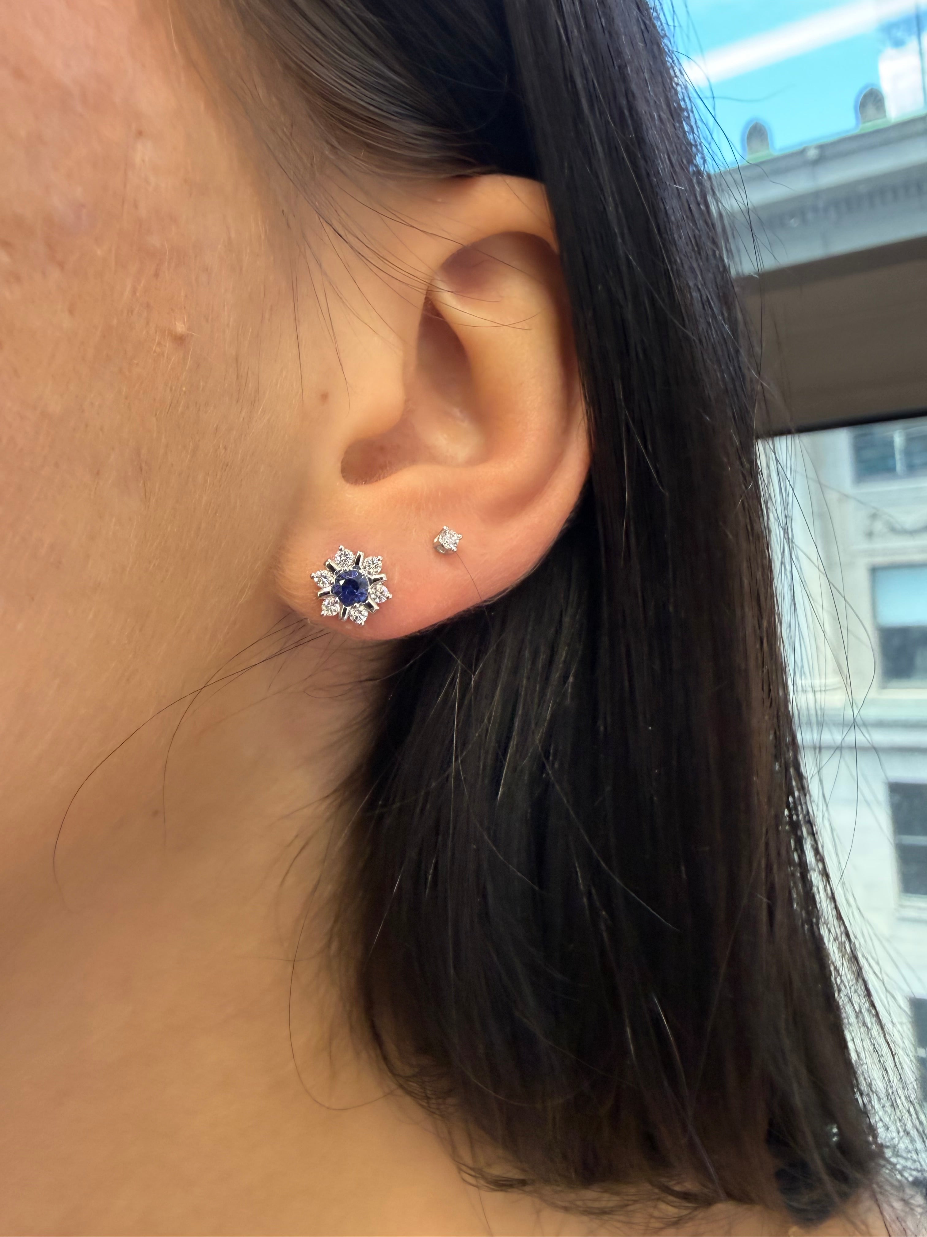 Flocon Earring Set In Royal Blue Sapphire And Sparkling Diamonds