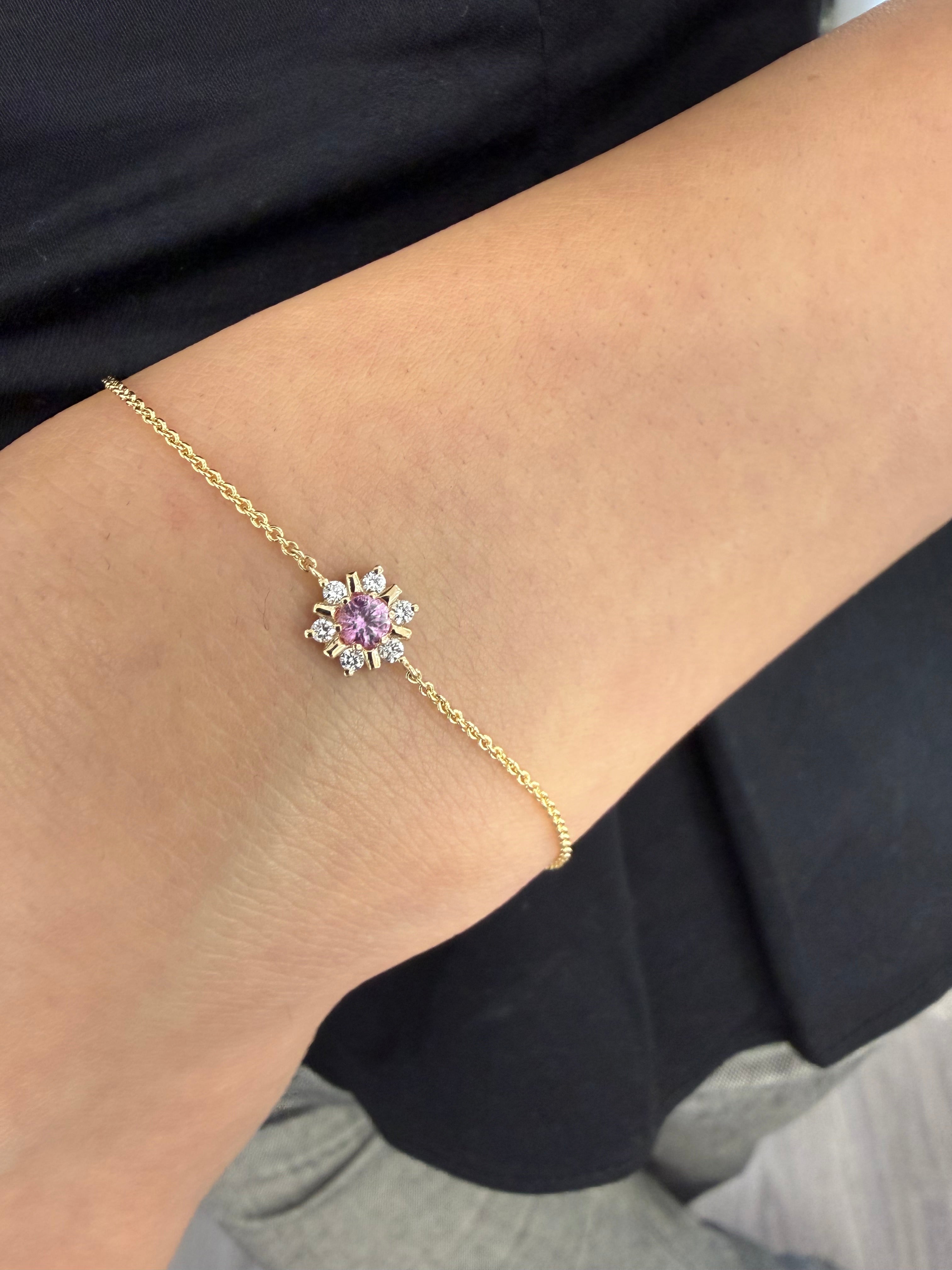 Flocon Bracelet With Centered Pink Sapphire