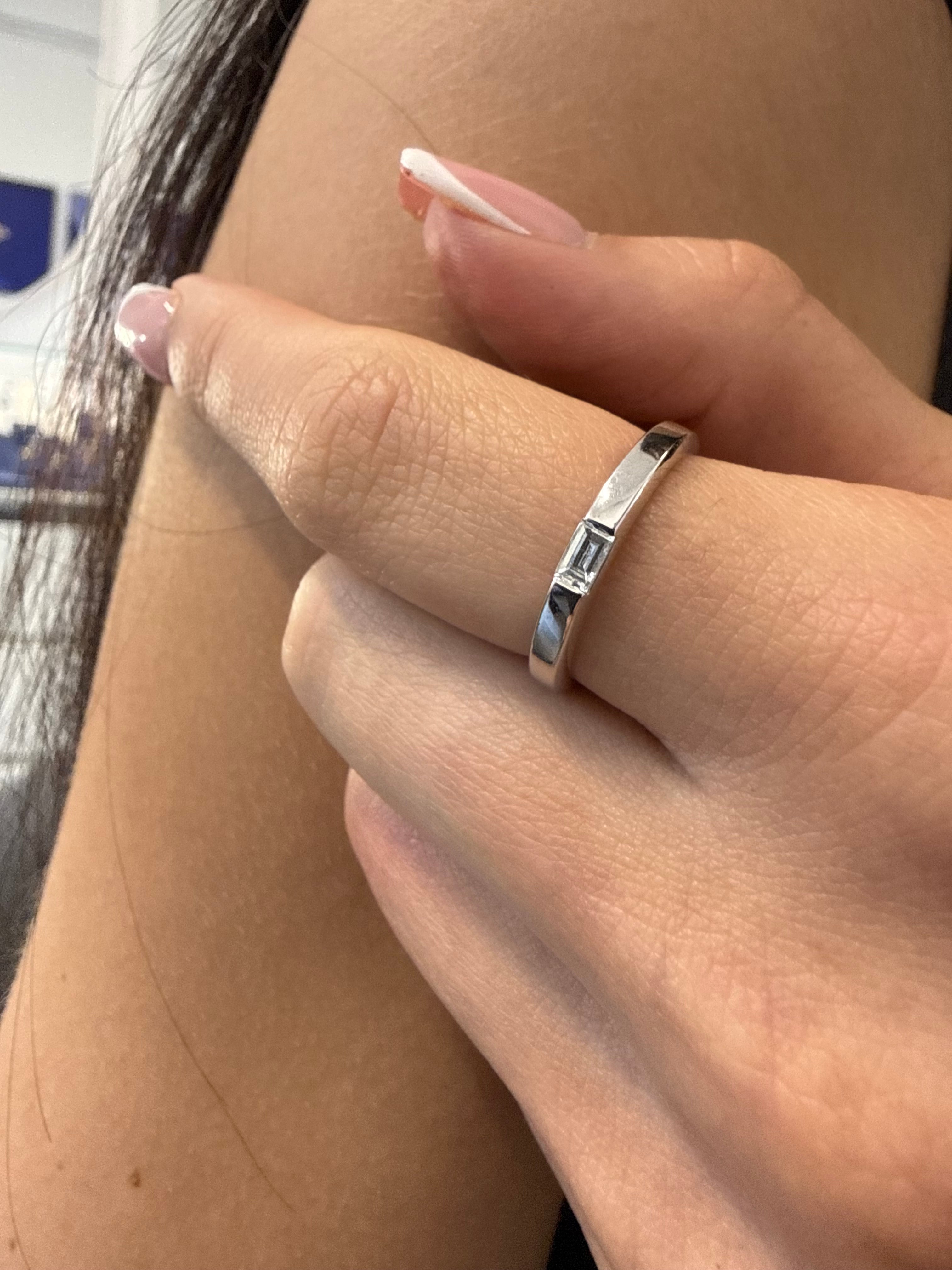 One Love Wedding Band With Center Baguette