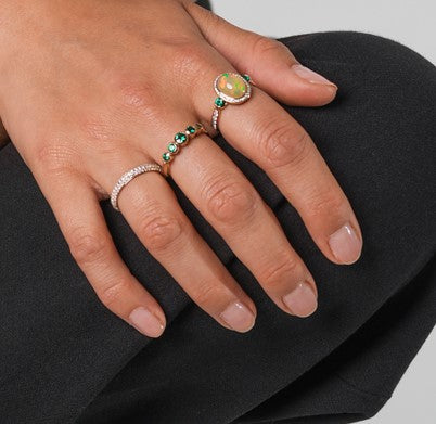 Trio Full Pave Engagement Ring