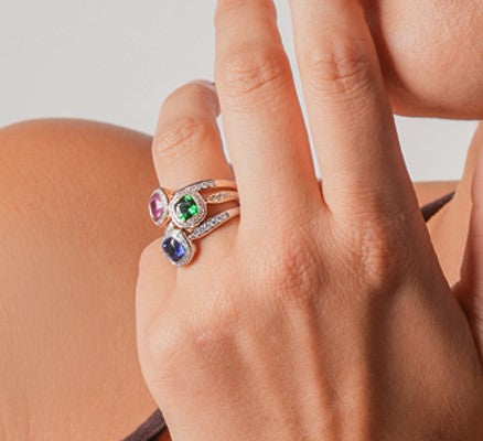 Royal Harmony Ring Centered a Cushion Tsavorite