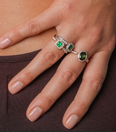 Royal Harmony Ring Centered with an Emerald