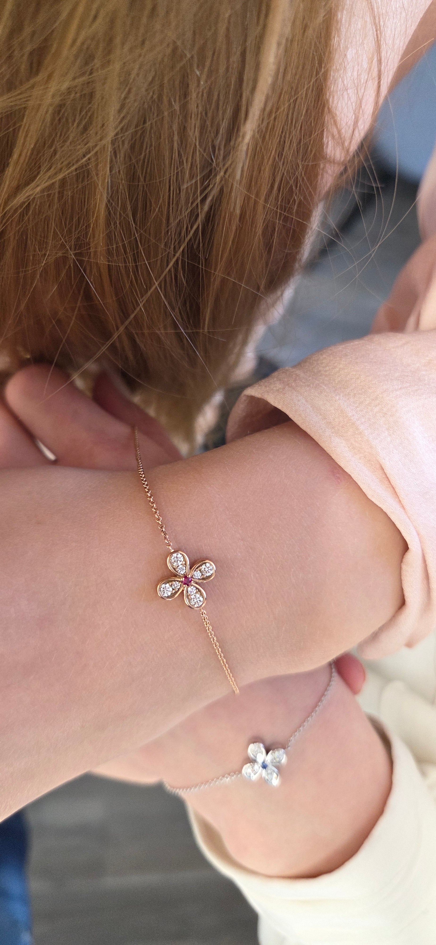 Bloom Bracelet Set in Diamonds And a Ruby