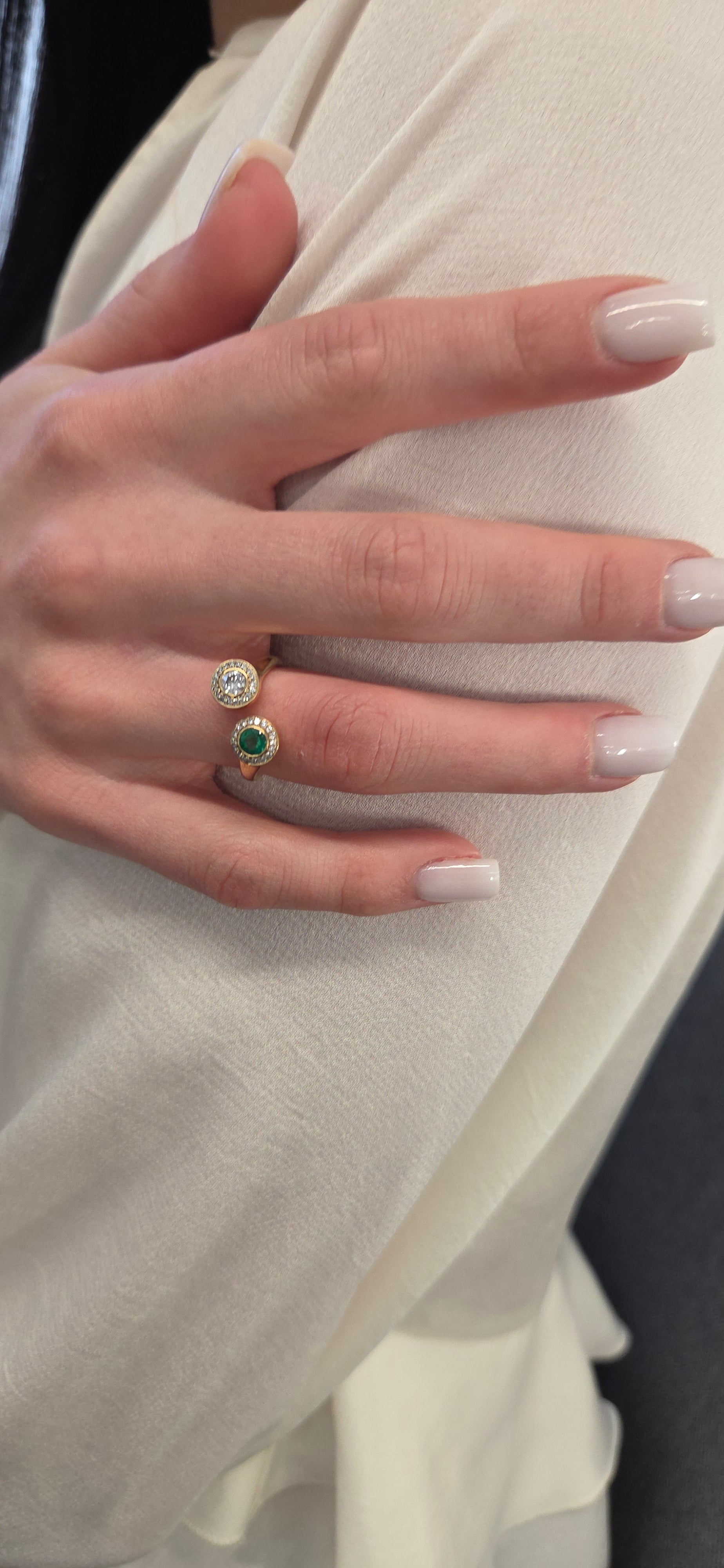 Toi Et Moi Reimagined with Round Emerald and Diamond