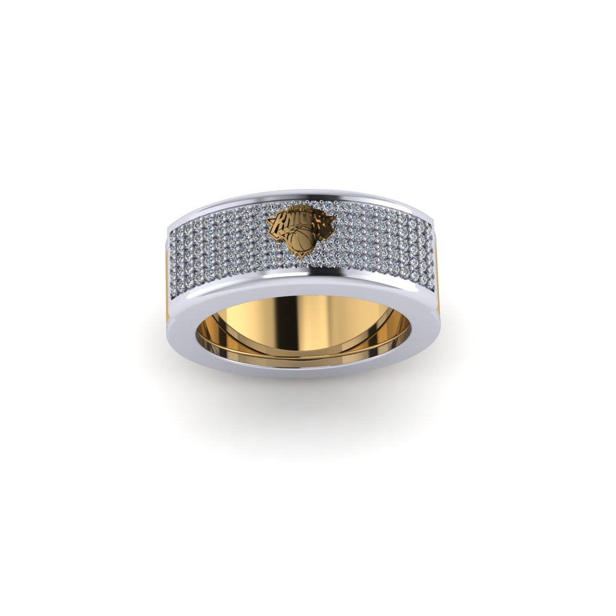 Oura ring jacket in 14 k white gold  Two Tone Jacket With Your Team Logo In Full Pave Set Diamonds carati jewelry montreal