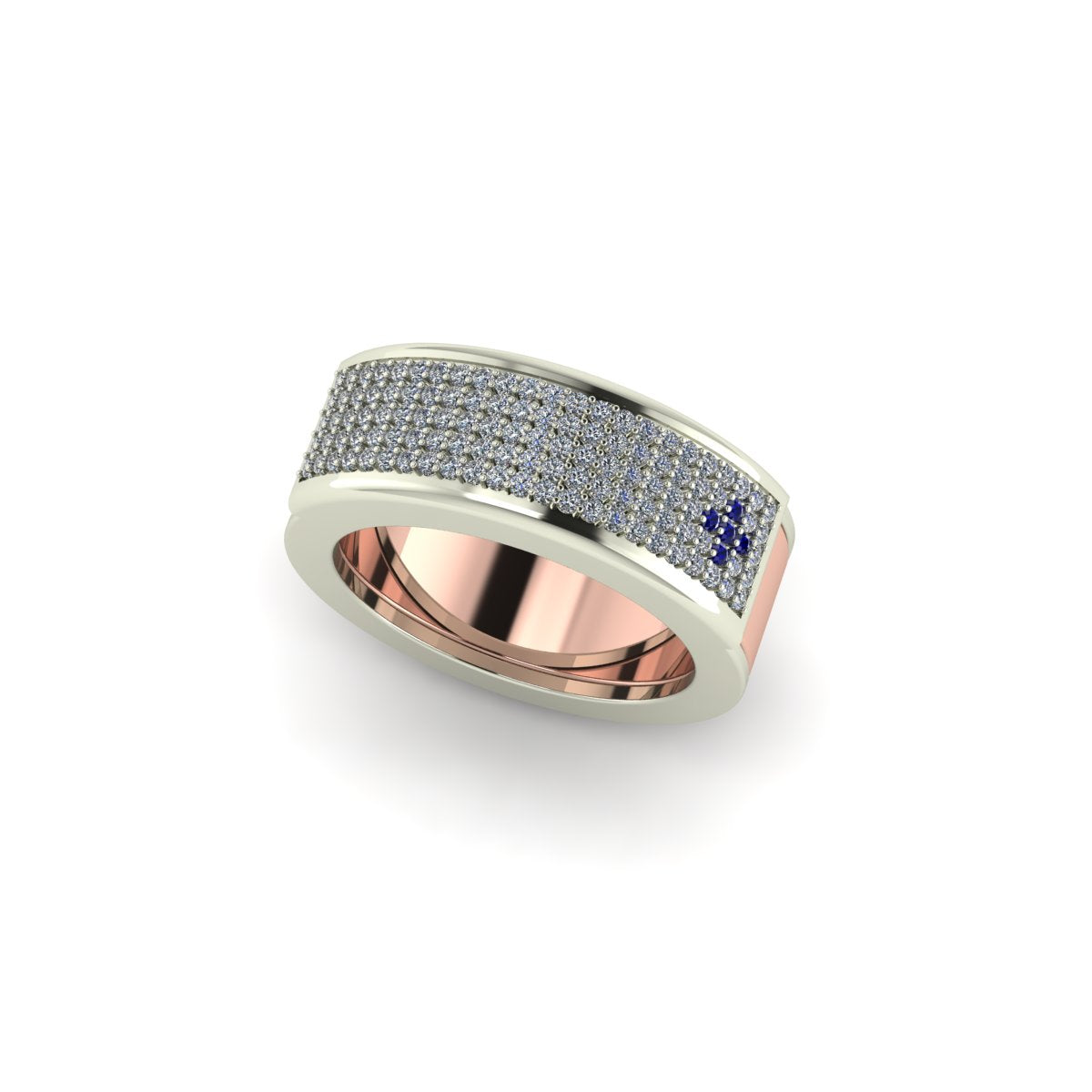 Oura ring jacket in 14 k white gold  Five Row Full Pave Set Jacket Ring in side view  carati jewelry montreal
